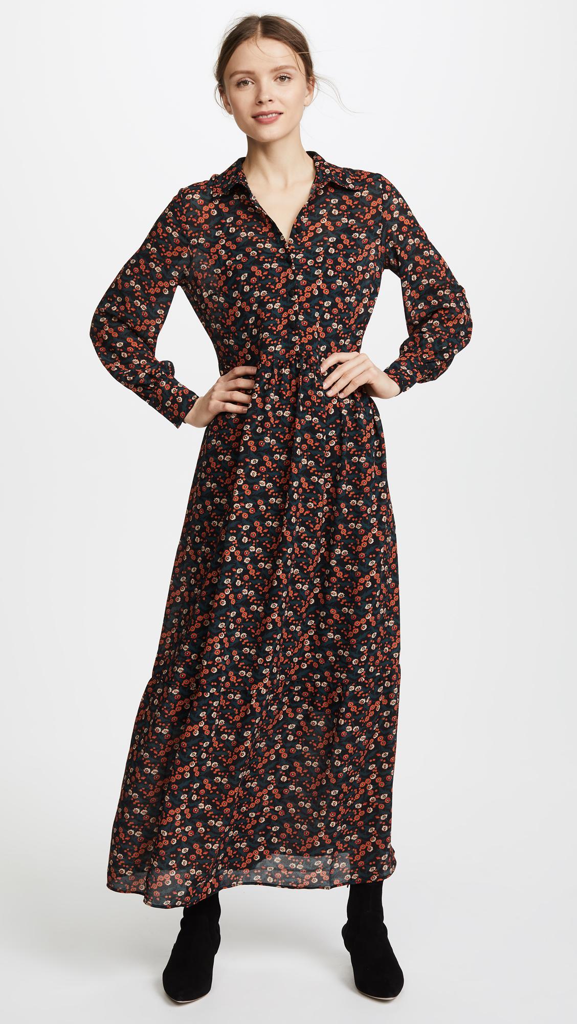 Lyst - Ella Moon Floral Dress With Tie Neck in Black