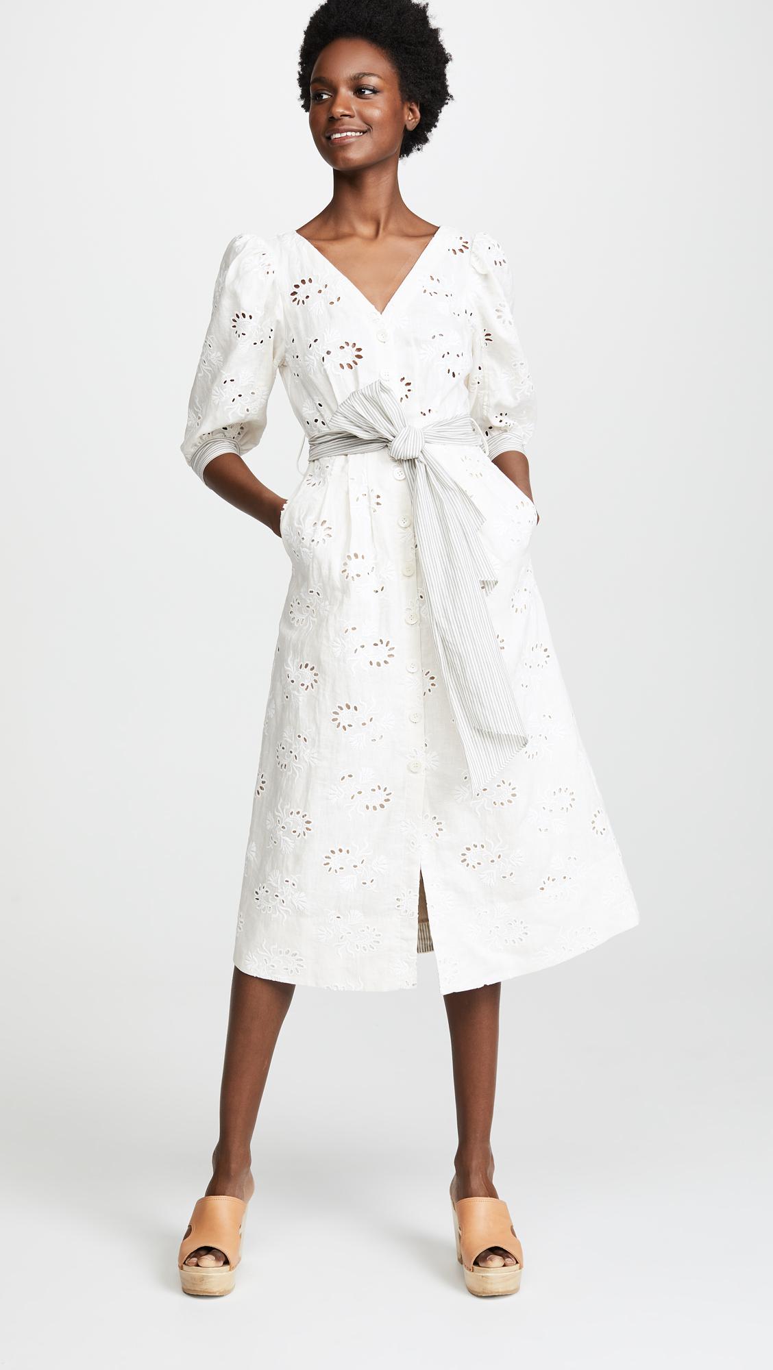 Lyst Rebecca Taylor Garden Eyelet Dress With Short Sleeves In White Gallery