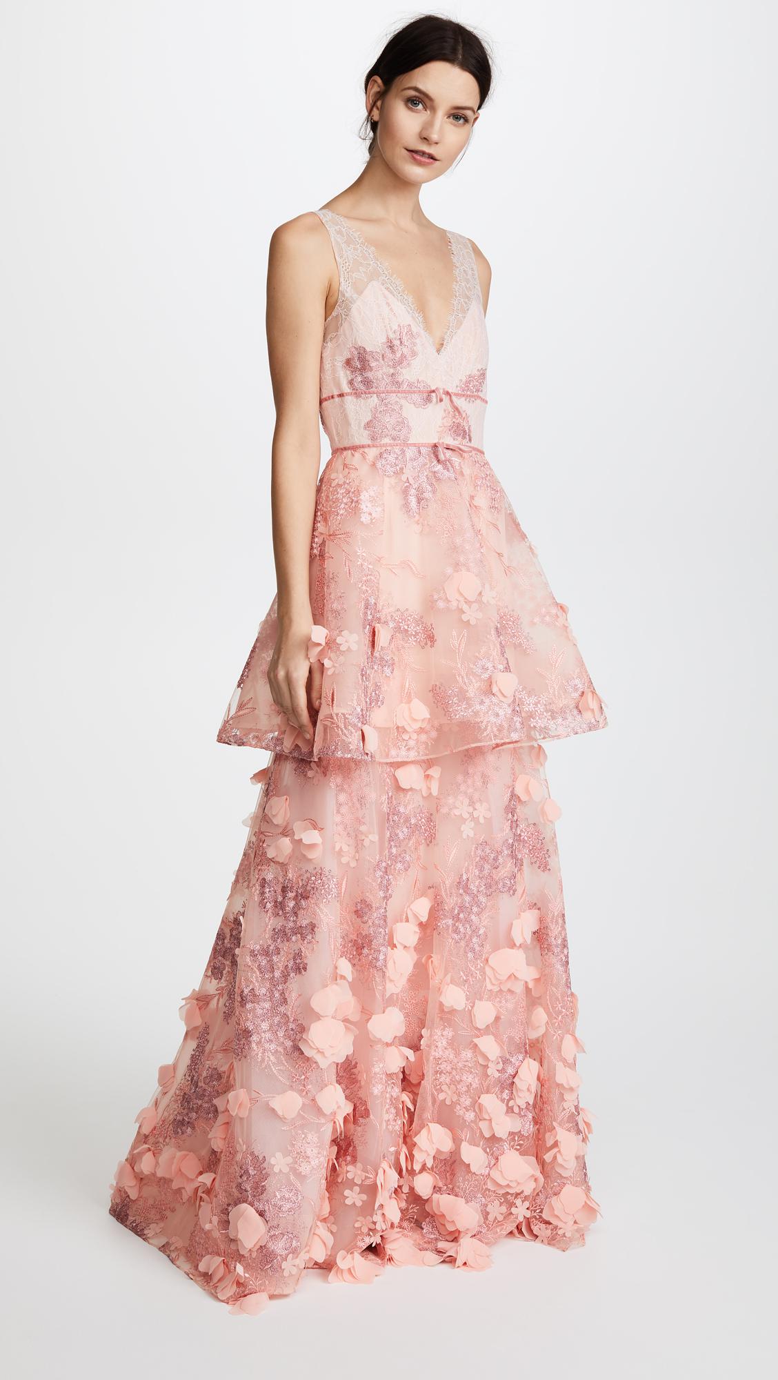 Lyst - Notte By Marchesa Sleeveless Two Tiered Gown in Pink