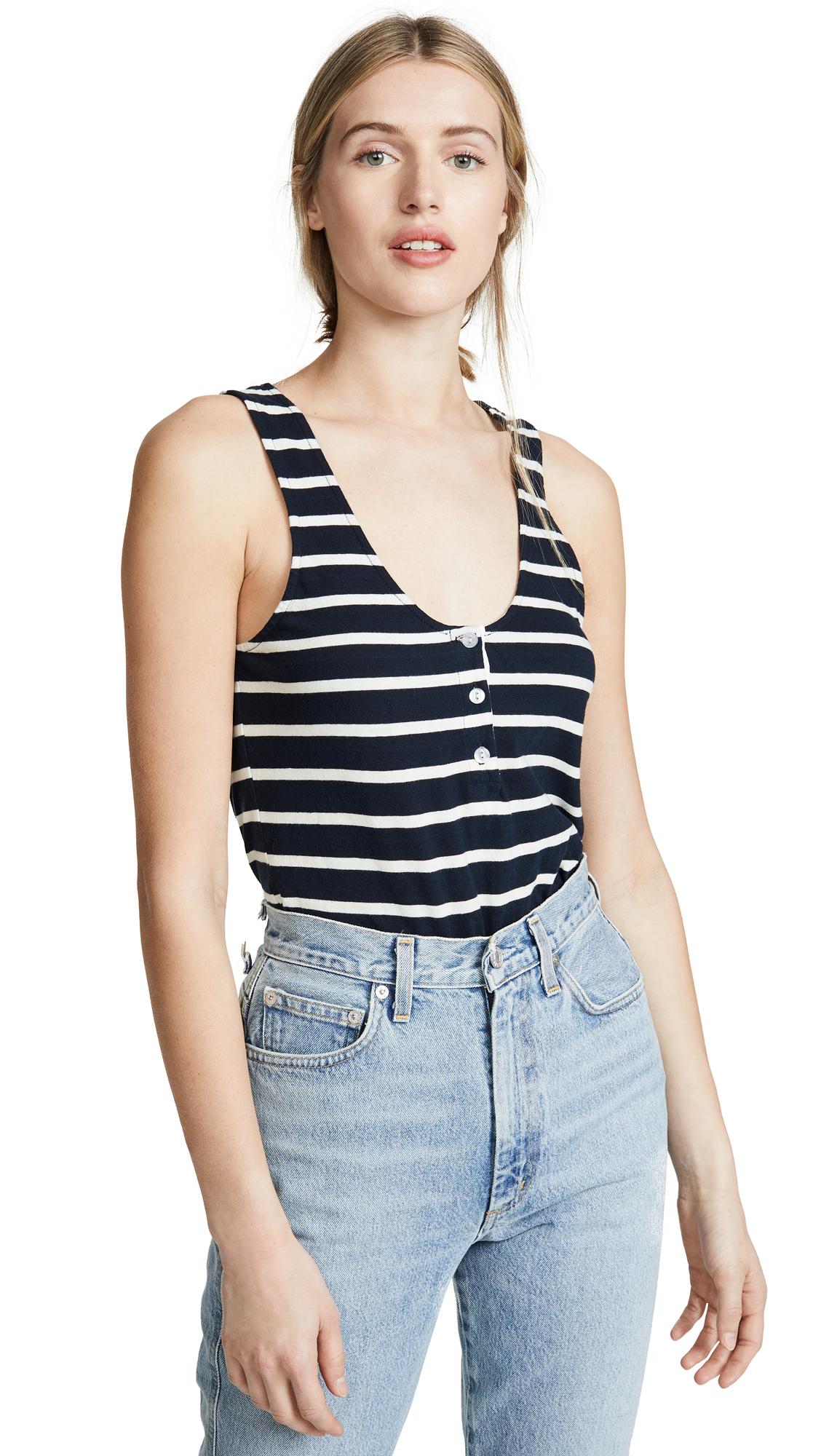 Monrow Striped Tank in Natural - Lyst