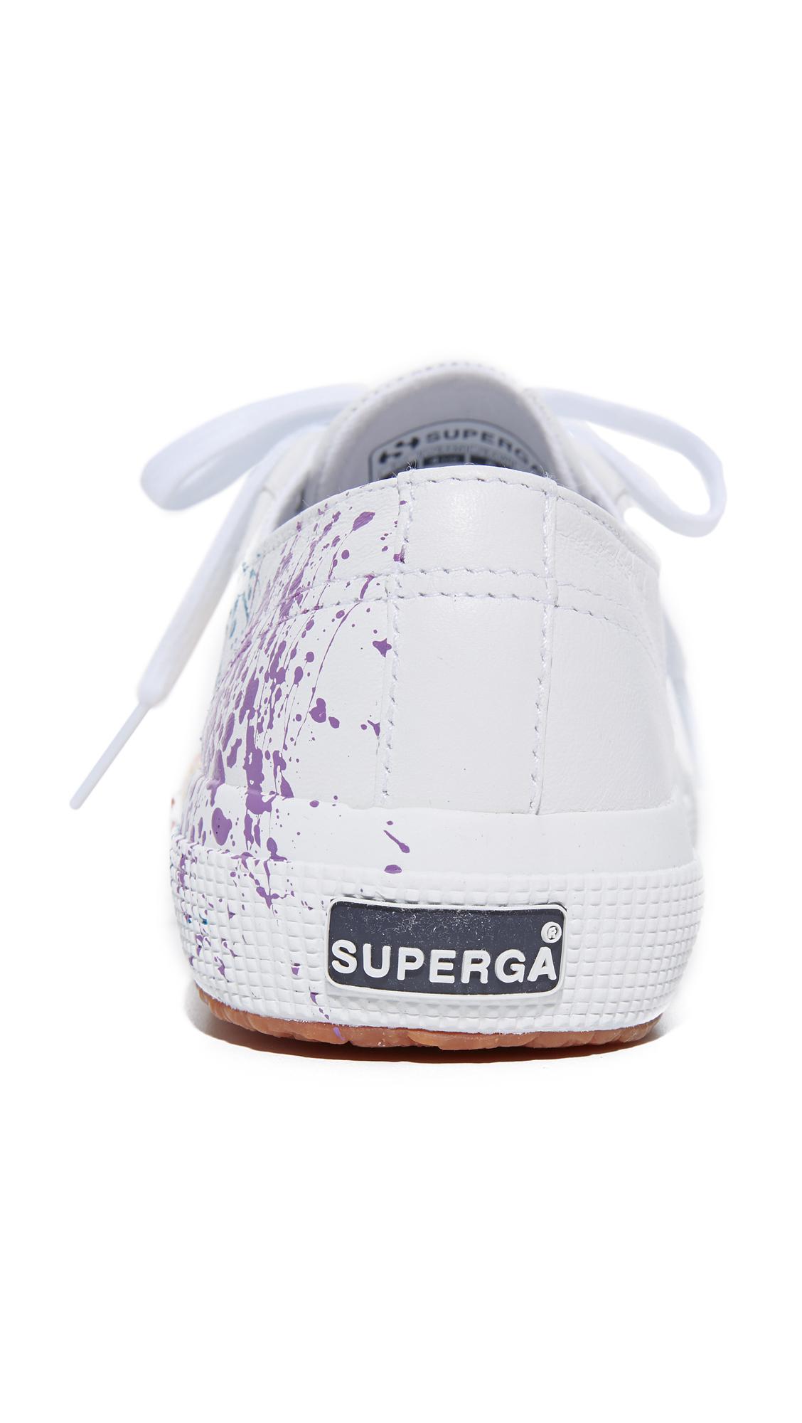 Lyst Superga 2750 Leather Splatter Paint Sneakers in White