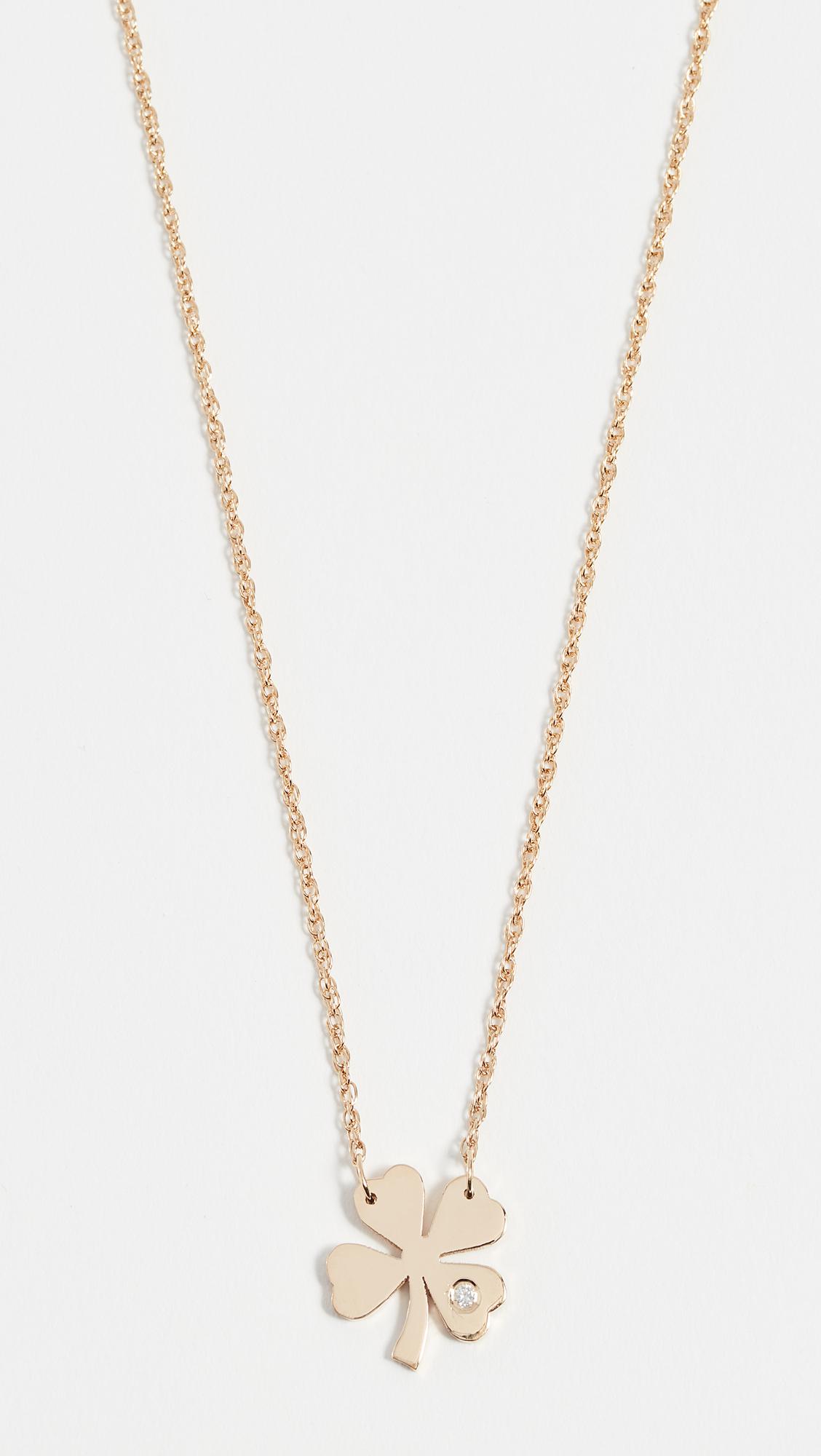 Lyst - Jennifer Zeuner Clover Necklace With Diamond in Metallic