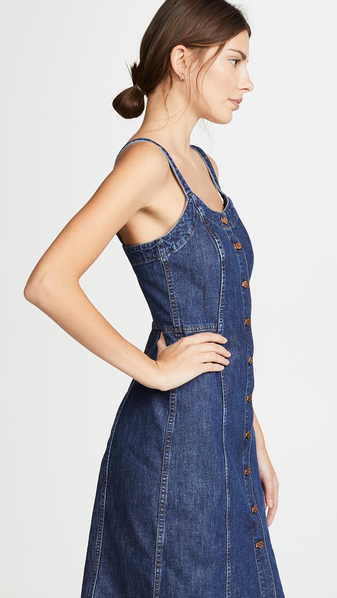 Madewell Denim Button Front Tank Dress in Blue Lyst