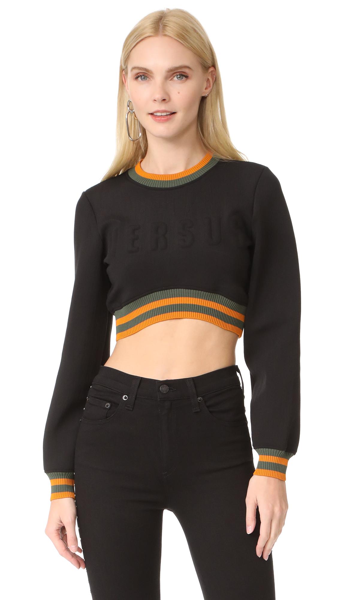 Lyst Versus Crop Top Sweatshirt in Black