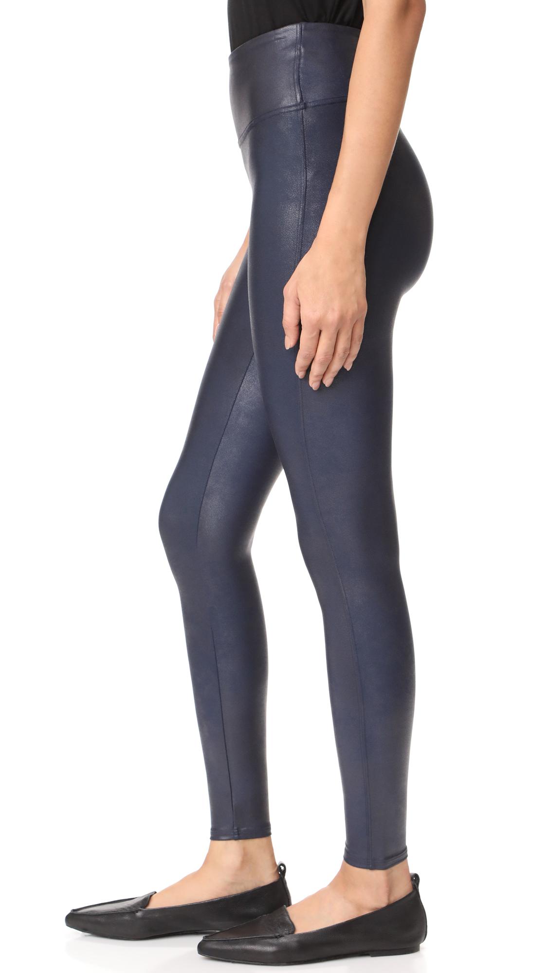 navy blue leather leggings