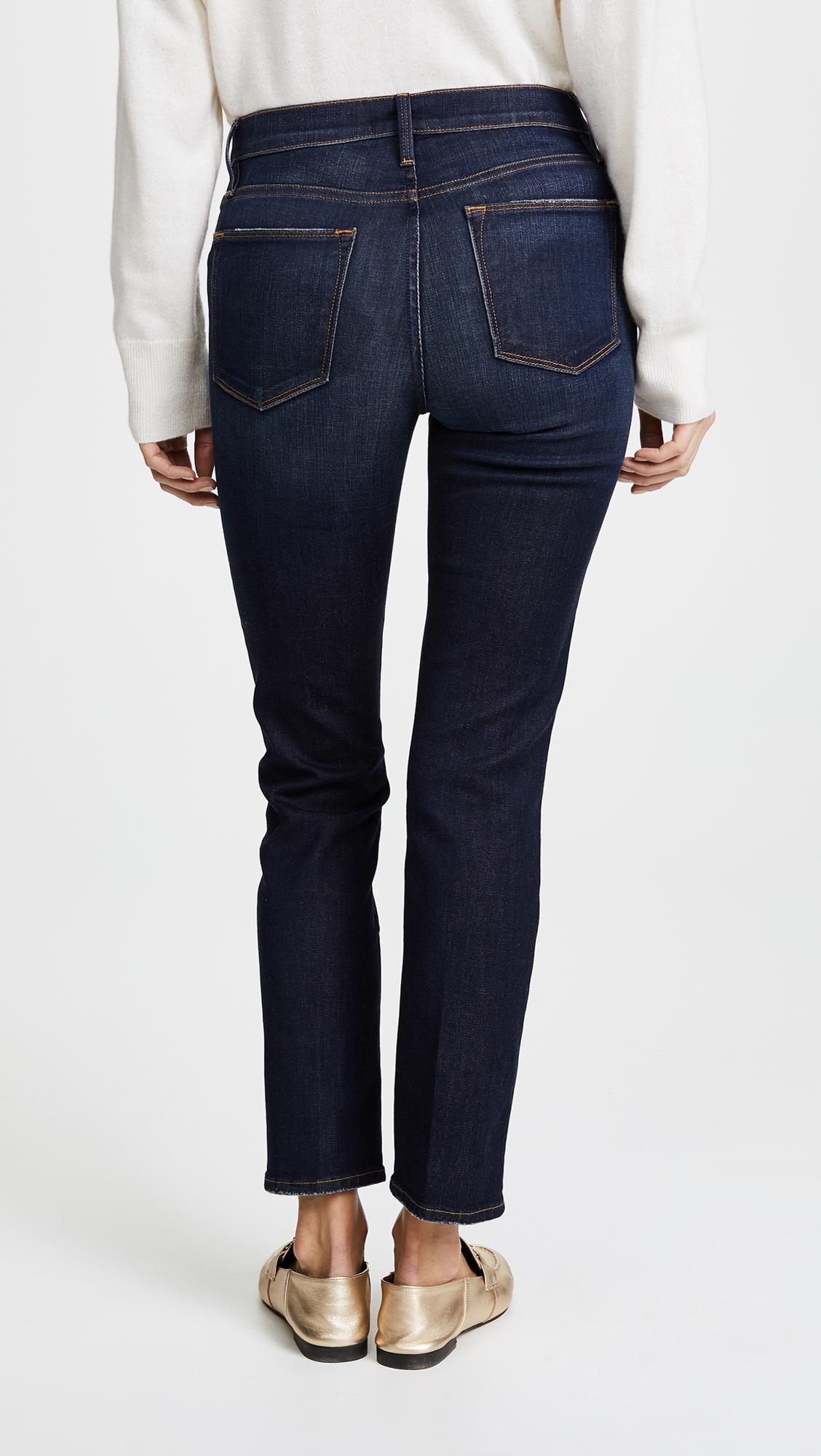 Lyst Frame Le High Straight Jeans in Blue