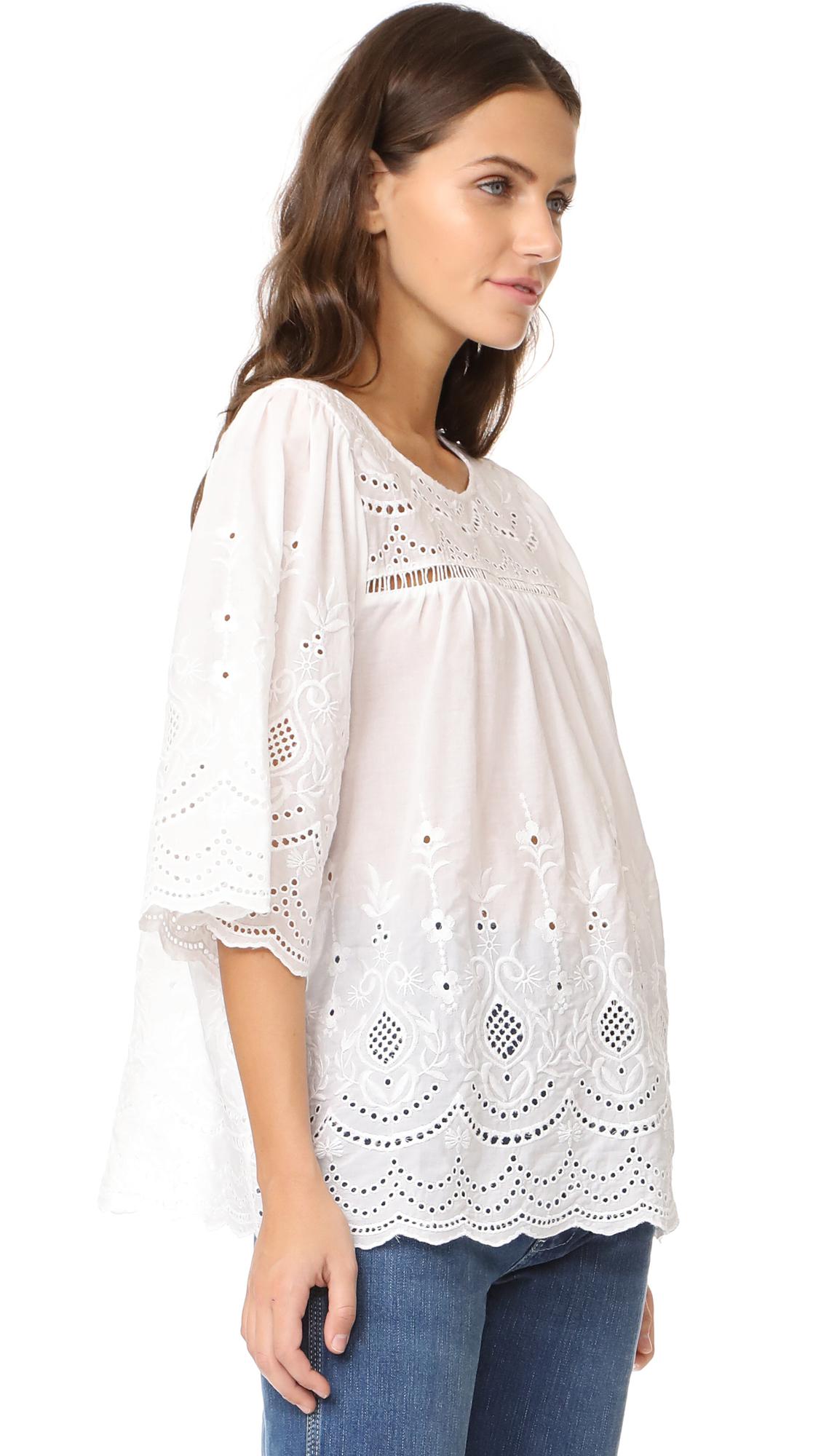 Lyst Ella Moon Eyelet Blouse in White