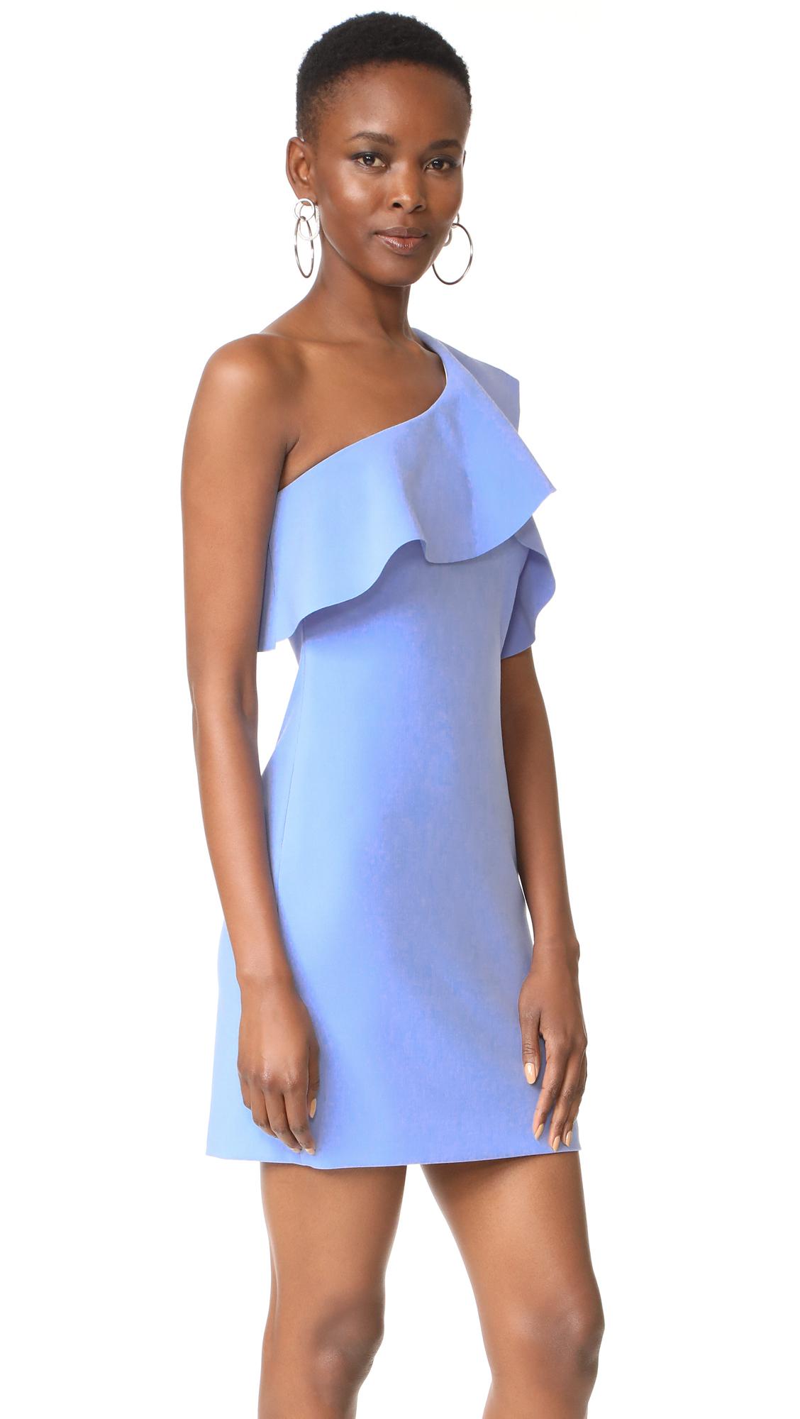 Lyst Elizabeth And James Jerard One Shoulder Ruffle Dress In Blue Gallery
