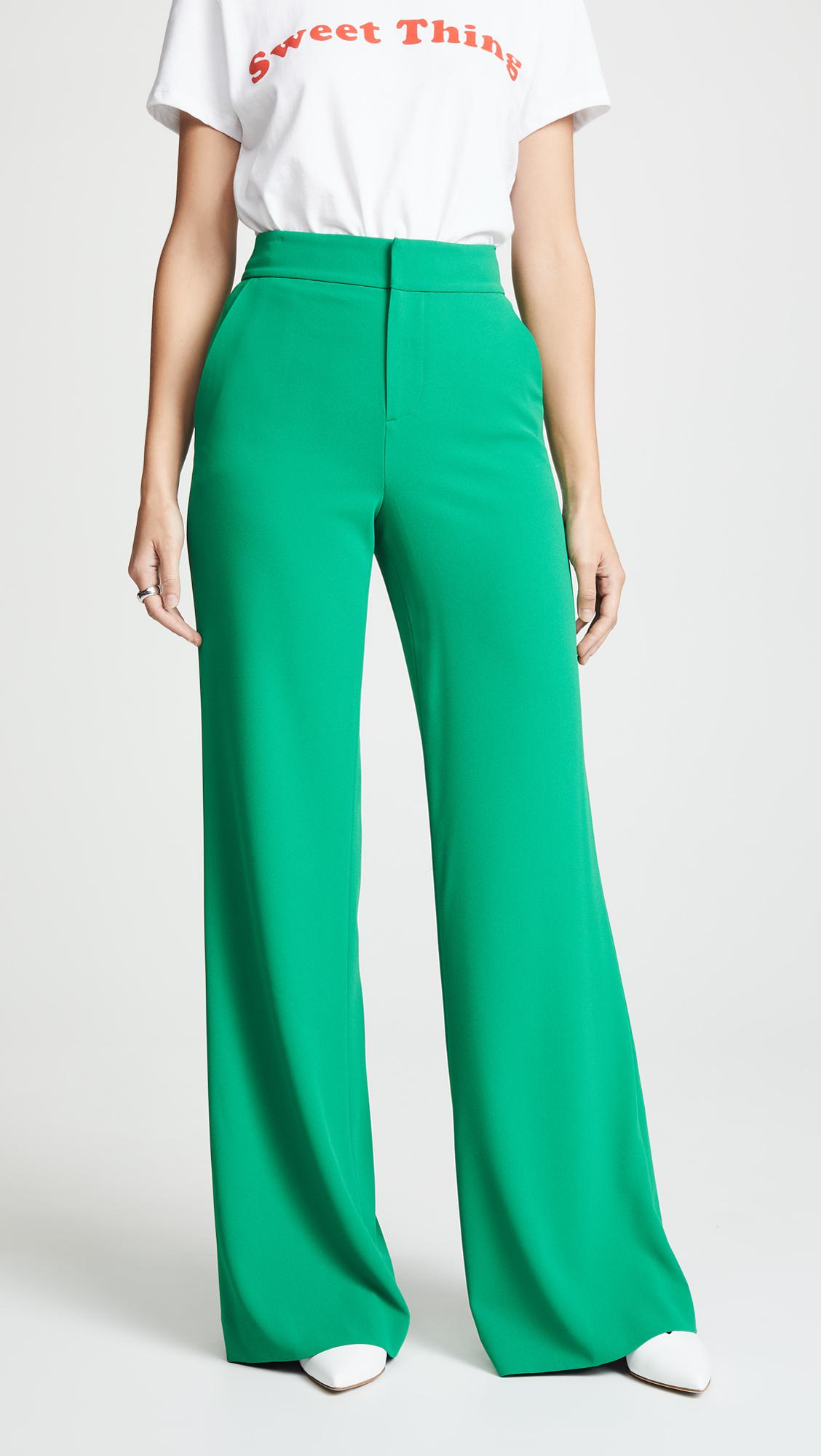 Lyst - Alice + Olivia Dylan High Waisted Clean Fit Pants in Green