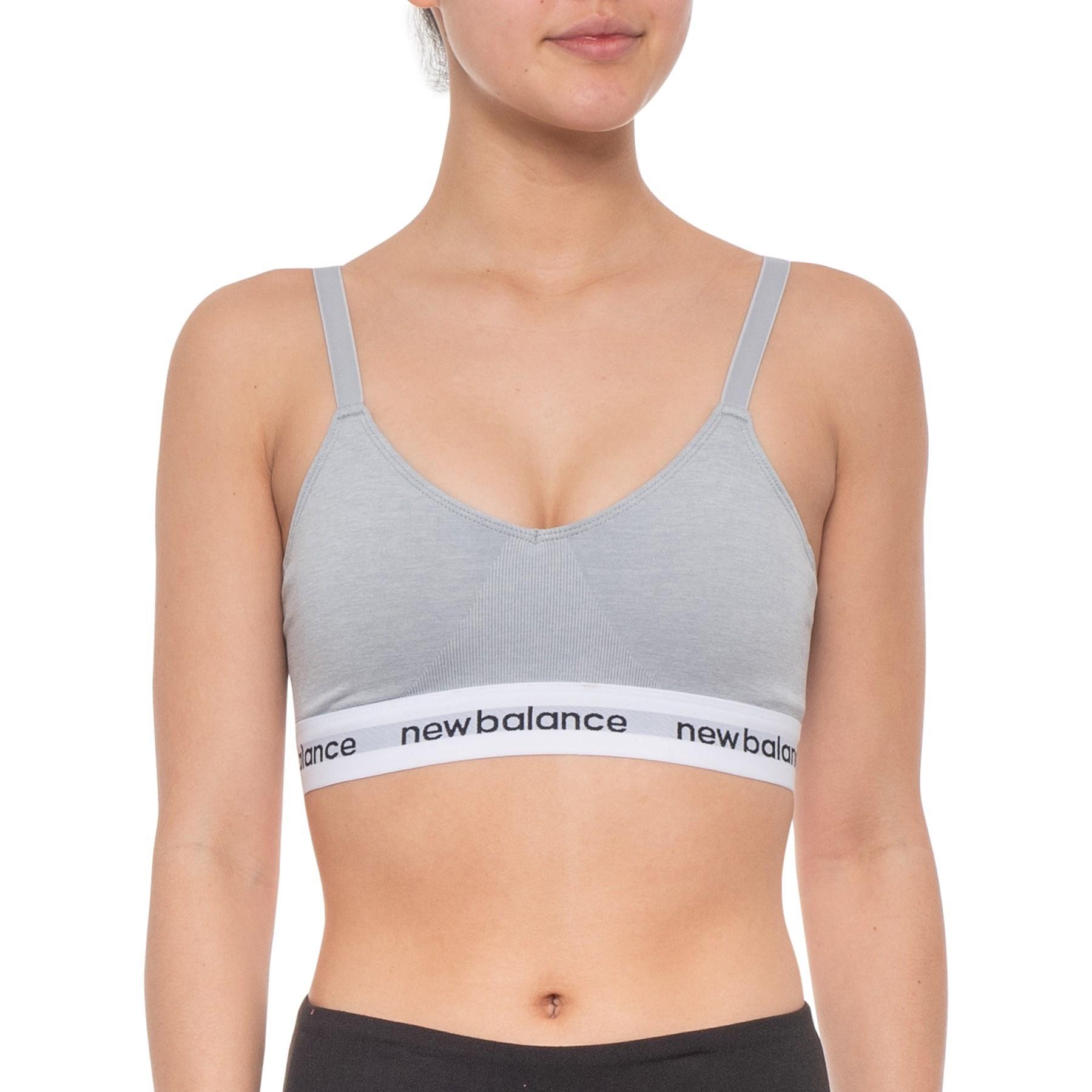 Lyst New Balance Vneck Sports Bra in Gray