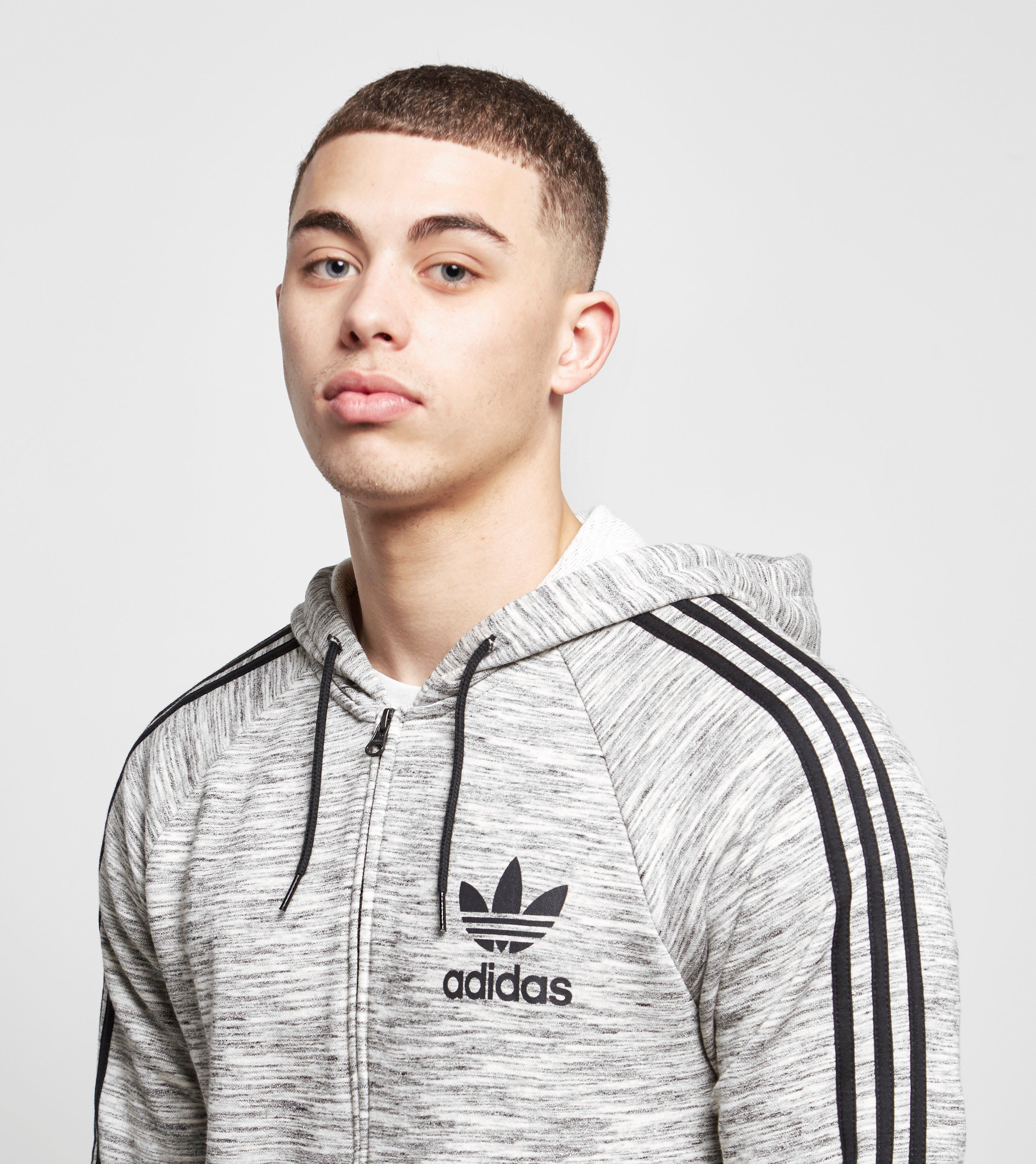 adidas originals mens california full zip hoodie dark grey heather