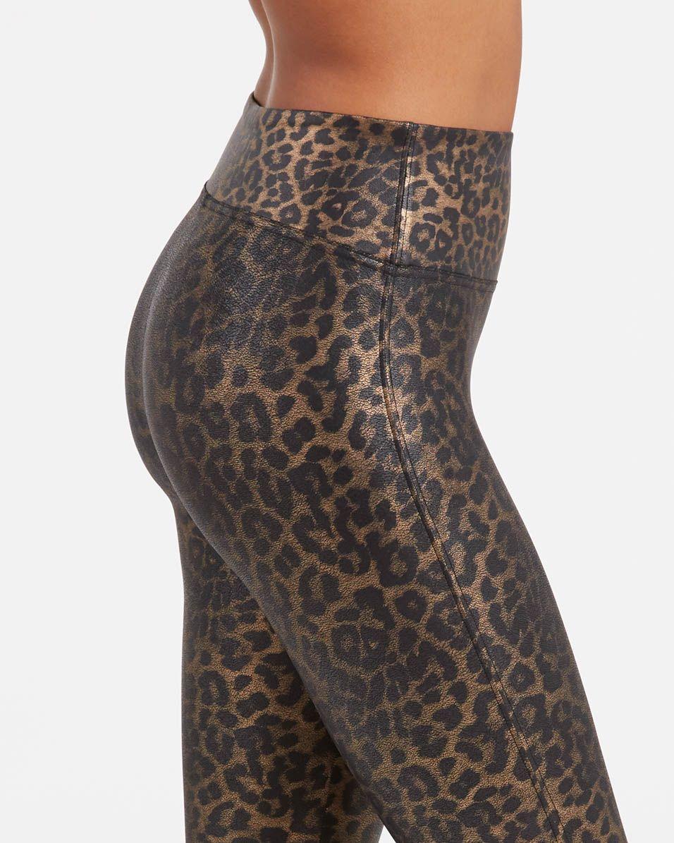 Spanx Faux Leather Leopard Leggings - Lyst