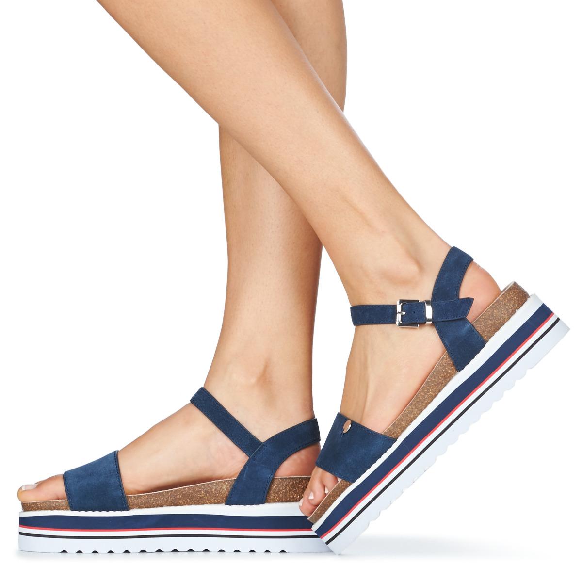 Esprit Leather Abia Plat Sanda Women's Sandals In Blue Lyst