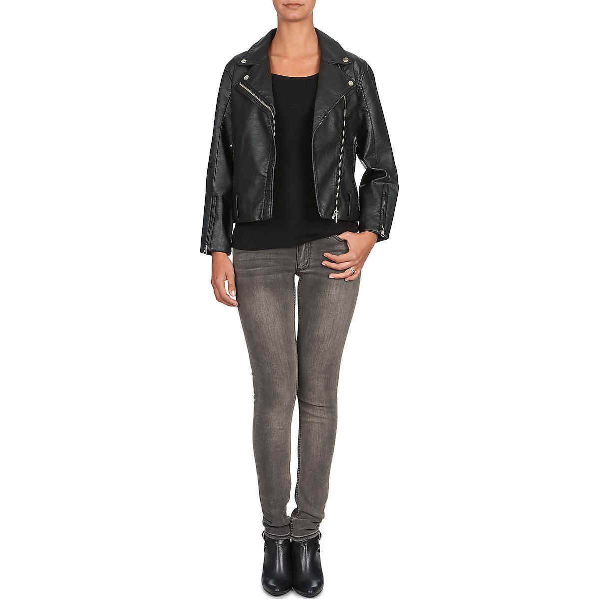 Monday Wish Women S Leather Jacket In Black Lyst Gallery Previously Sold At Spartoo Women S Print Leather Jackets