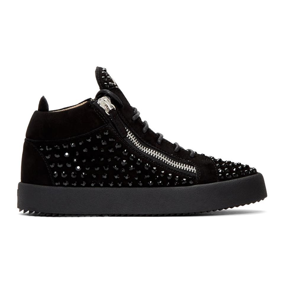 Giuseppe Zanotti Black Suede Kriss Diamond High-top Sneakers in Black ...