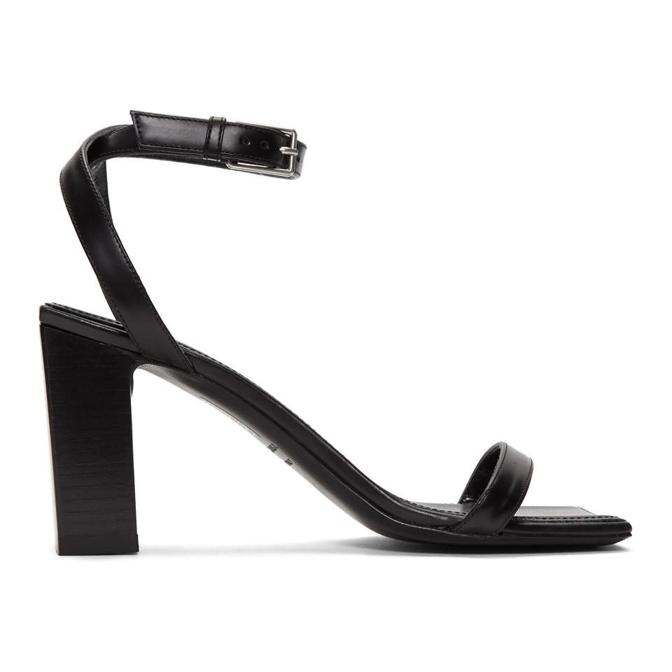 Balenciaga Black Double Strap Square Sandals - Lyst