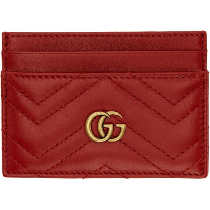 Gucci Red Gg Marmont Card Holder in Red | Lyst