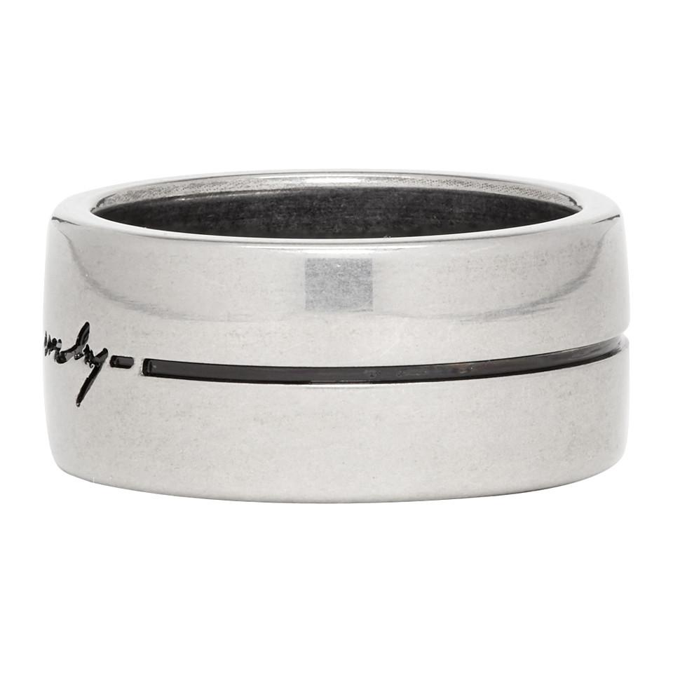 Givenchy Silver And Black Signature Logo Ring in Metallic for Men ...