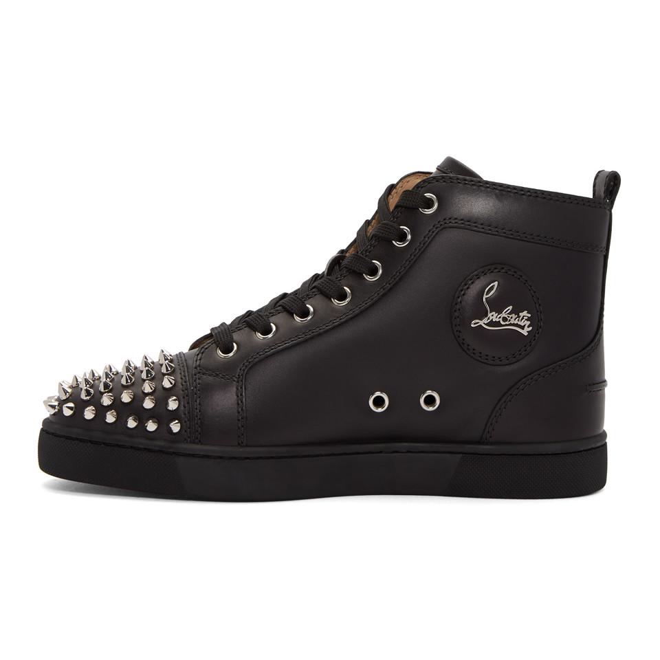 Christian Louboutin Black Lou Spikes High-top Sneakers for Men - Save ...