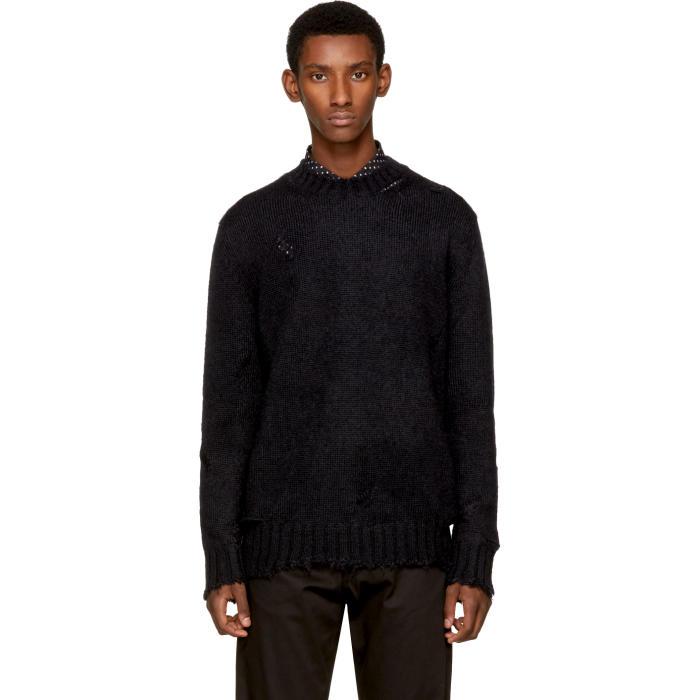 Lyst - Alexander mcqueen Black Distressed Mohair Sweater in Black for Men