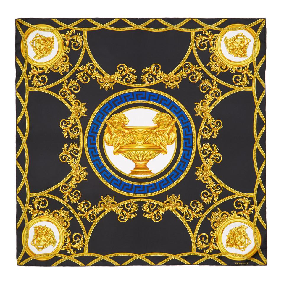 Lyst - Versace Black Silk Medusa Scarf