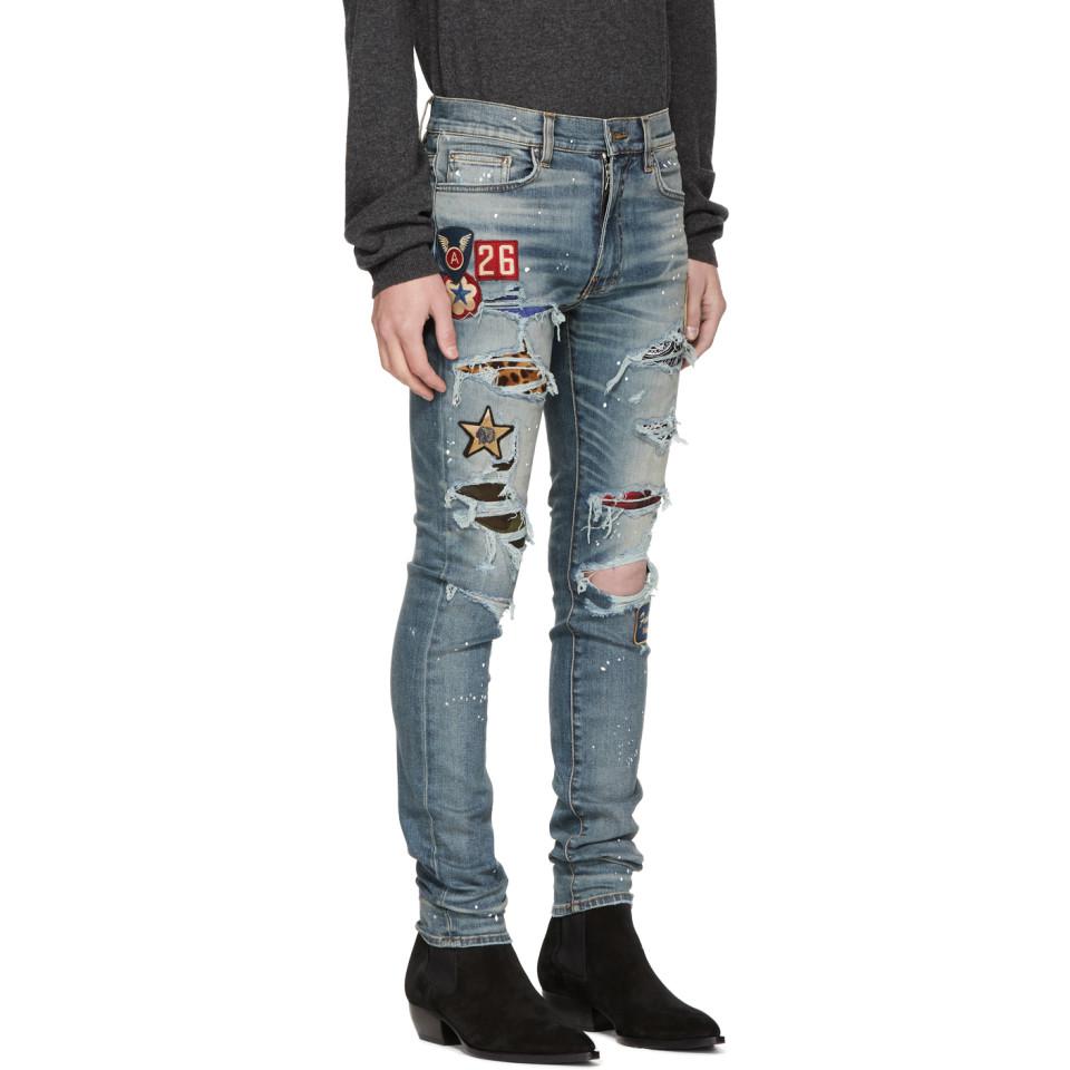 Amiri Denim Indigo Art Patch Painted Jeans in Blue for Men Lyst