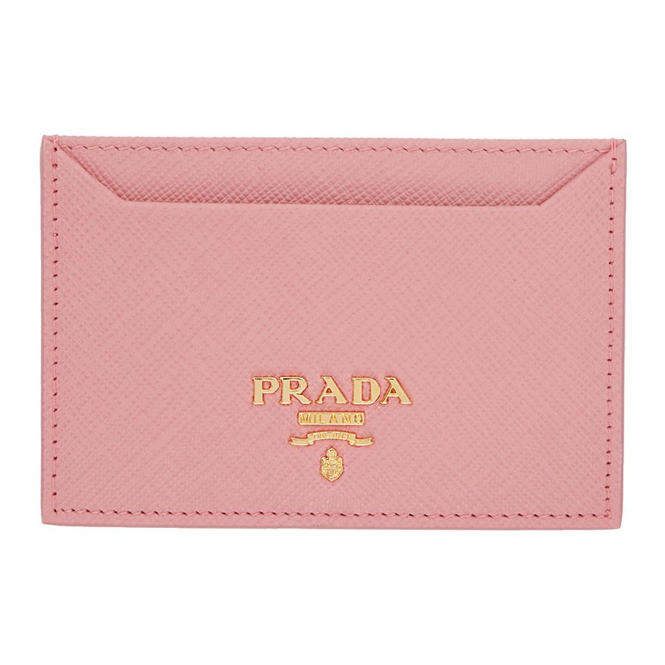 pink prada card holder