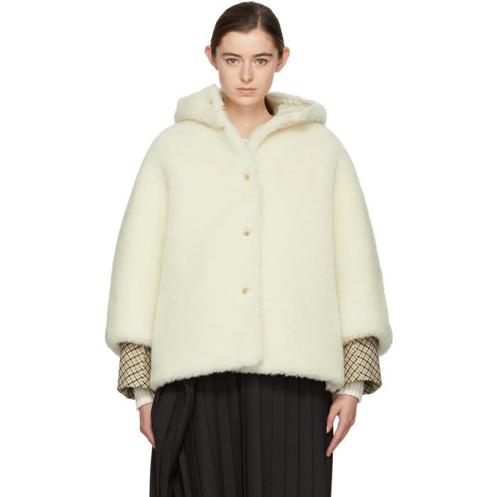 Mackintosh Ivory Shearling Cape Coat in White | Lyst
