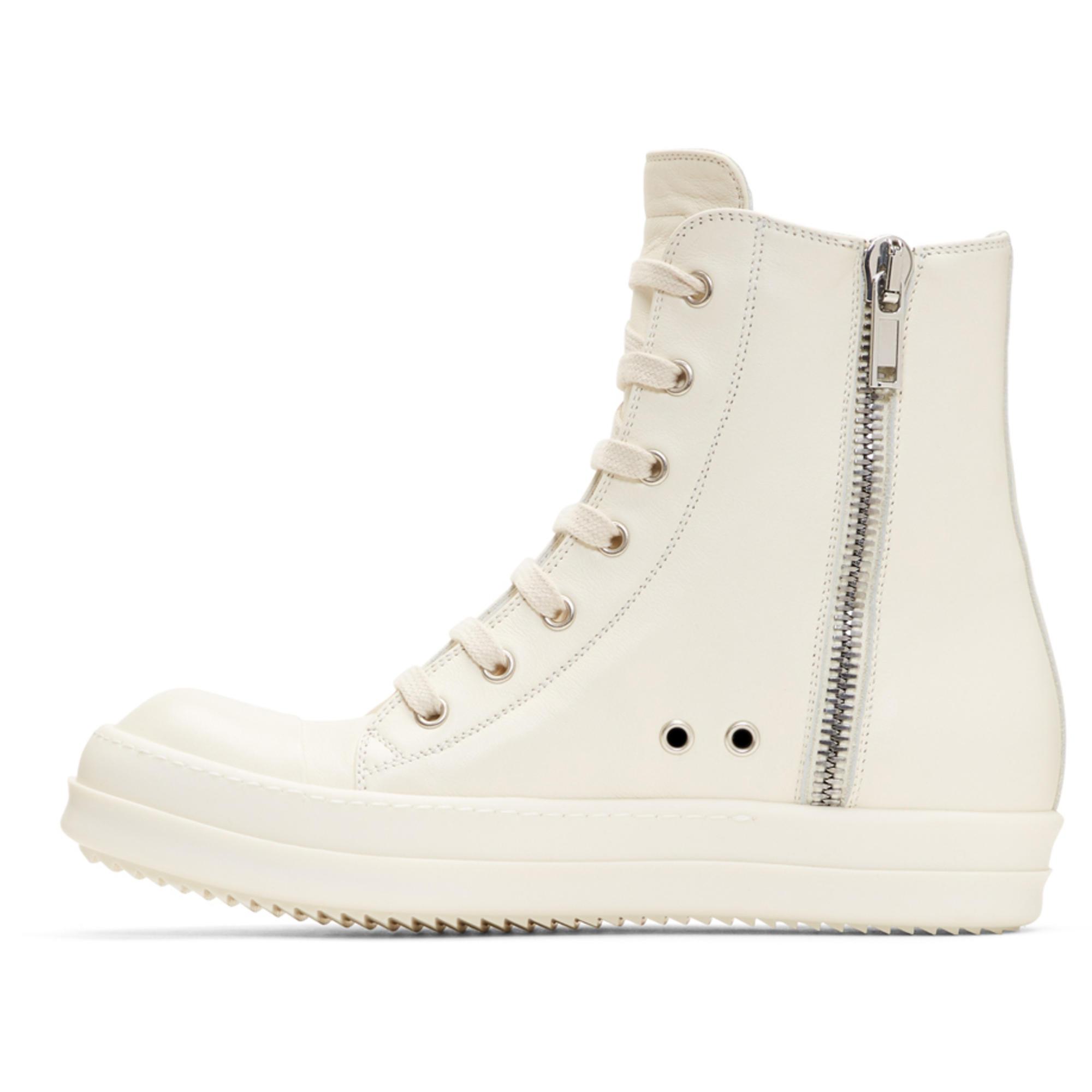 Lyst - Rick Owens Off-white Leather High-top Sneakers in White for Men