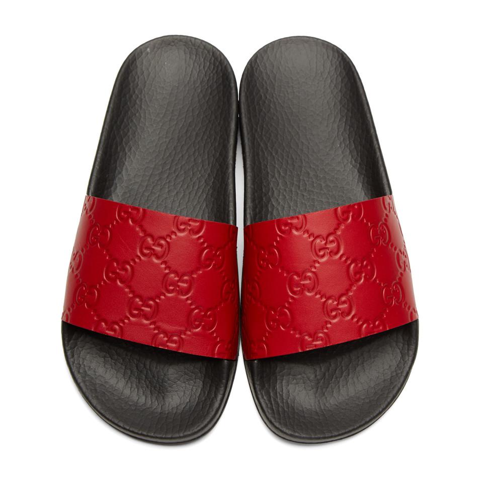 Lyst - Gucci Red Pursuit Trek Sandals in Red