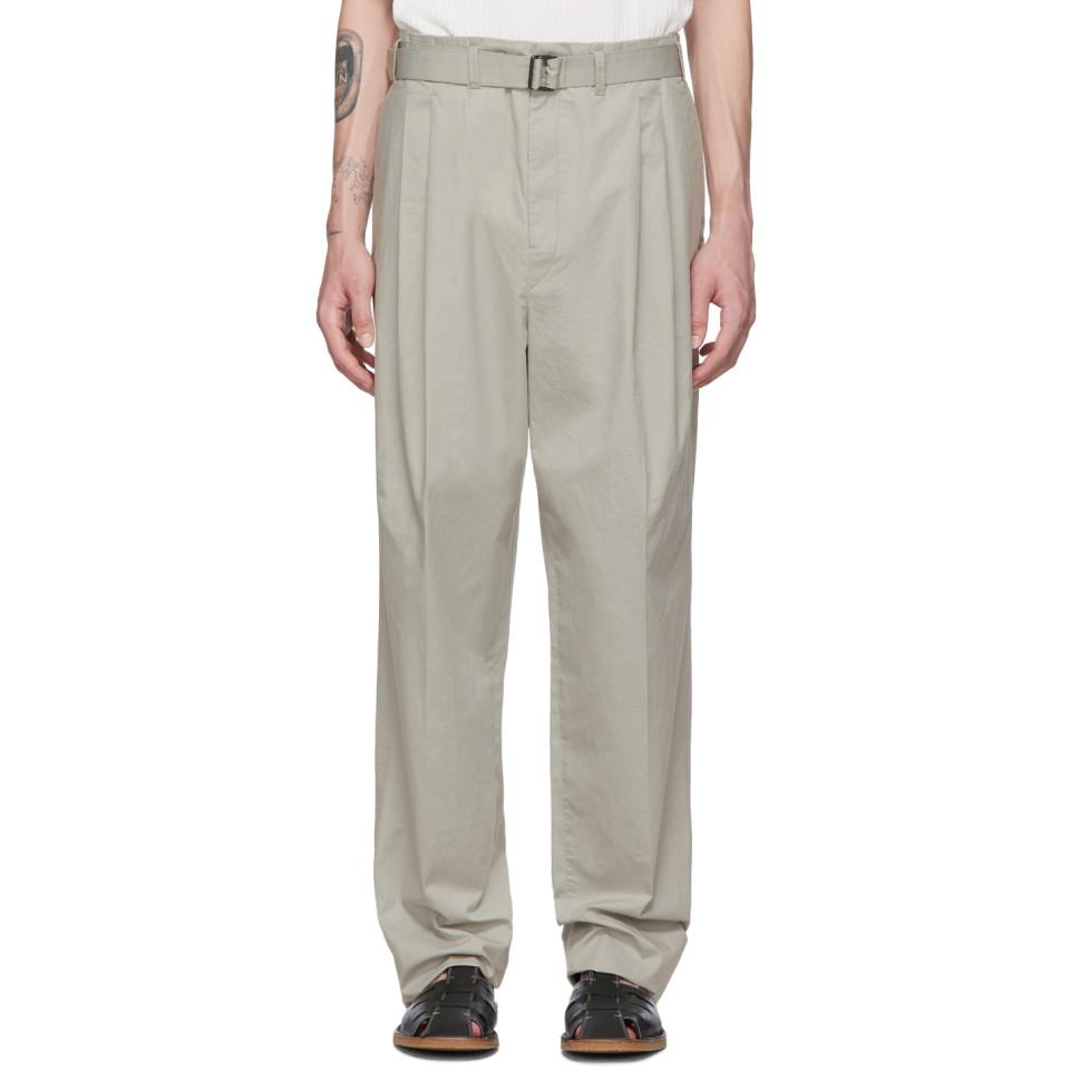 Lemaire Grey Pleated Trousers in Gray for Men - Lyst
