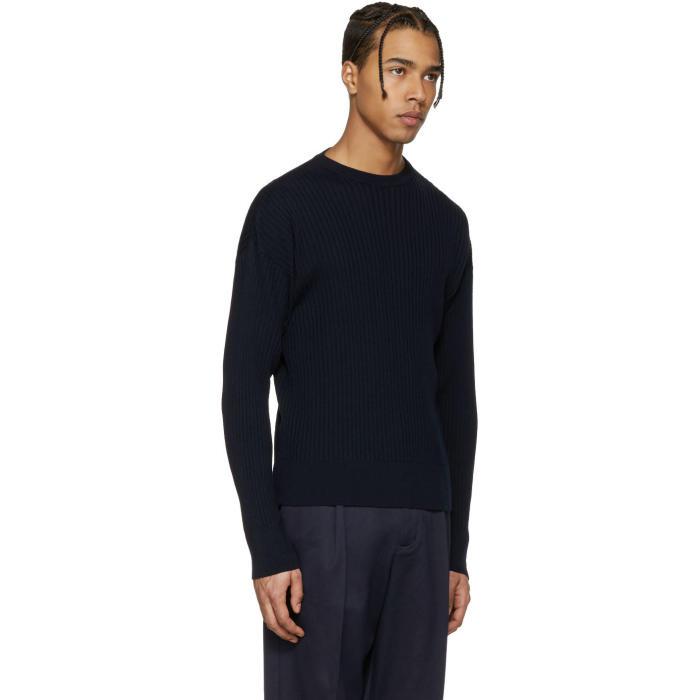 Ami Navy Ribbed Sweater in Blue for Men | Lyst