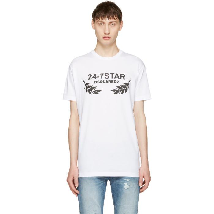 Lyst - DsquaredÂ² White '24-7 Star' Logo T-shirt in White for Men
