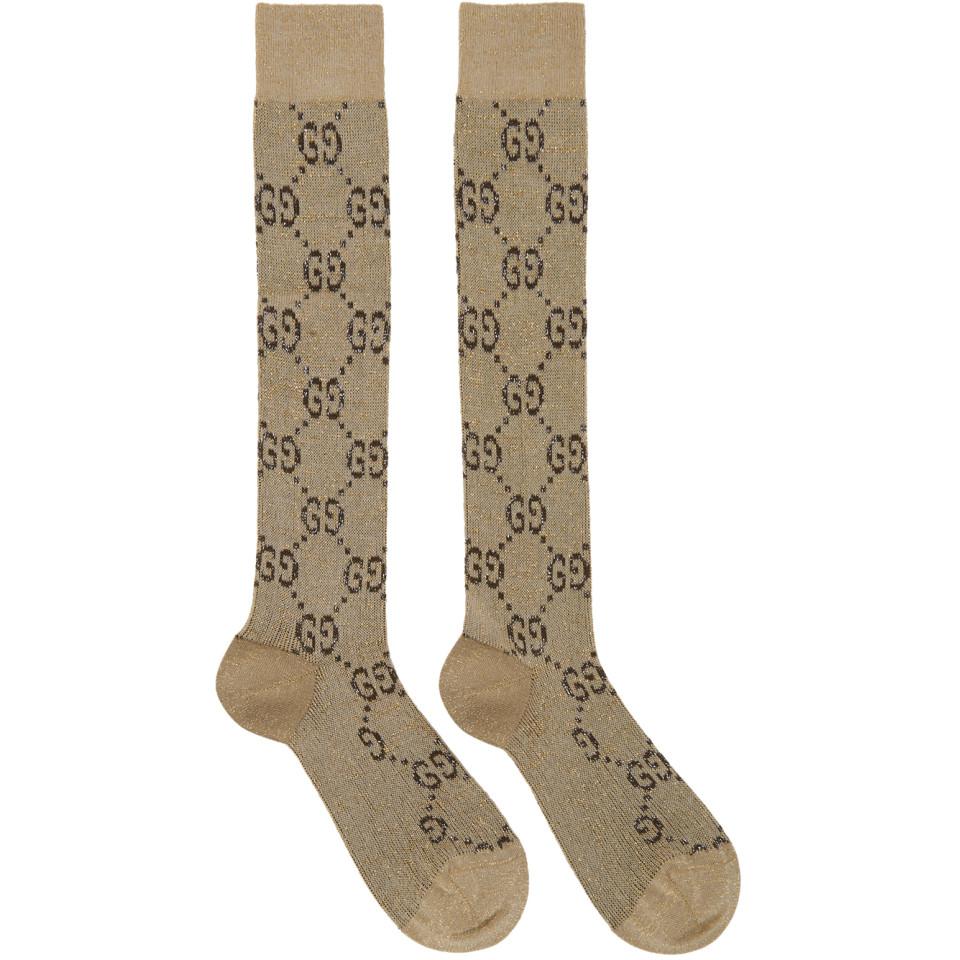Lyst Gucci Beige And Brown GG Supreme Socks in Natural