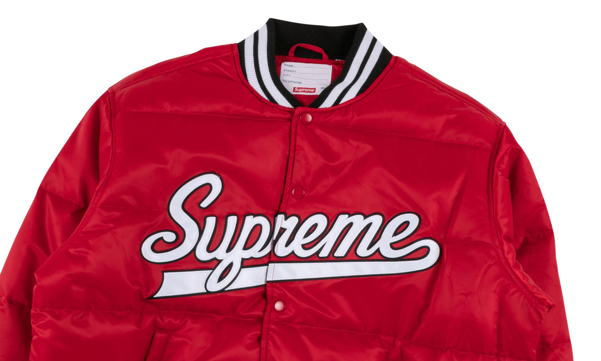 supreme varsity jacket red