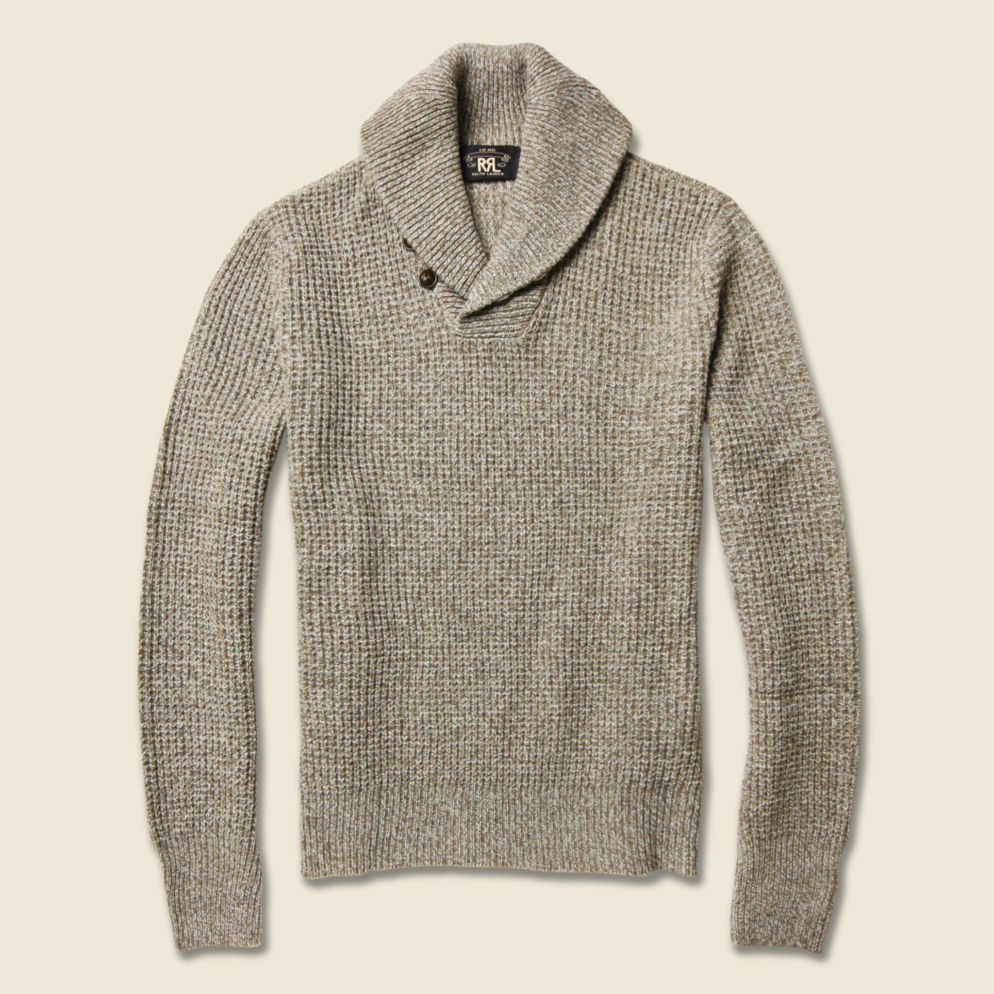 RRL Wool Shawl  Collar Sweater  Cream Marl in Natural for 