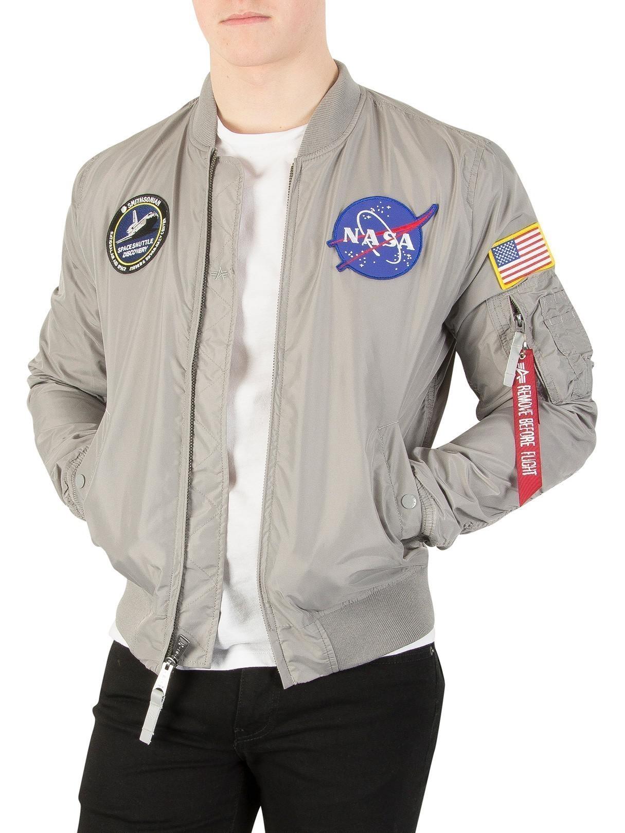 Alpha Industries Silver Ma-1 Tt Nasa Reversible Bomber Jacket in ...