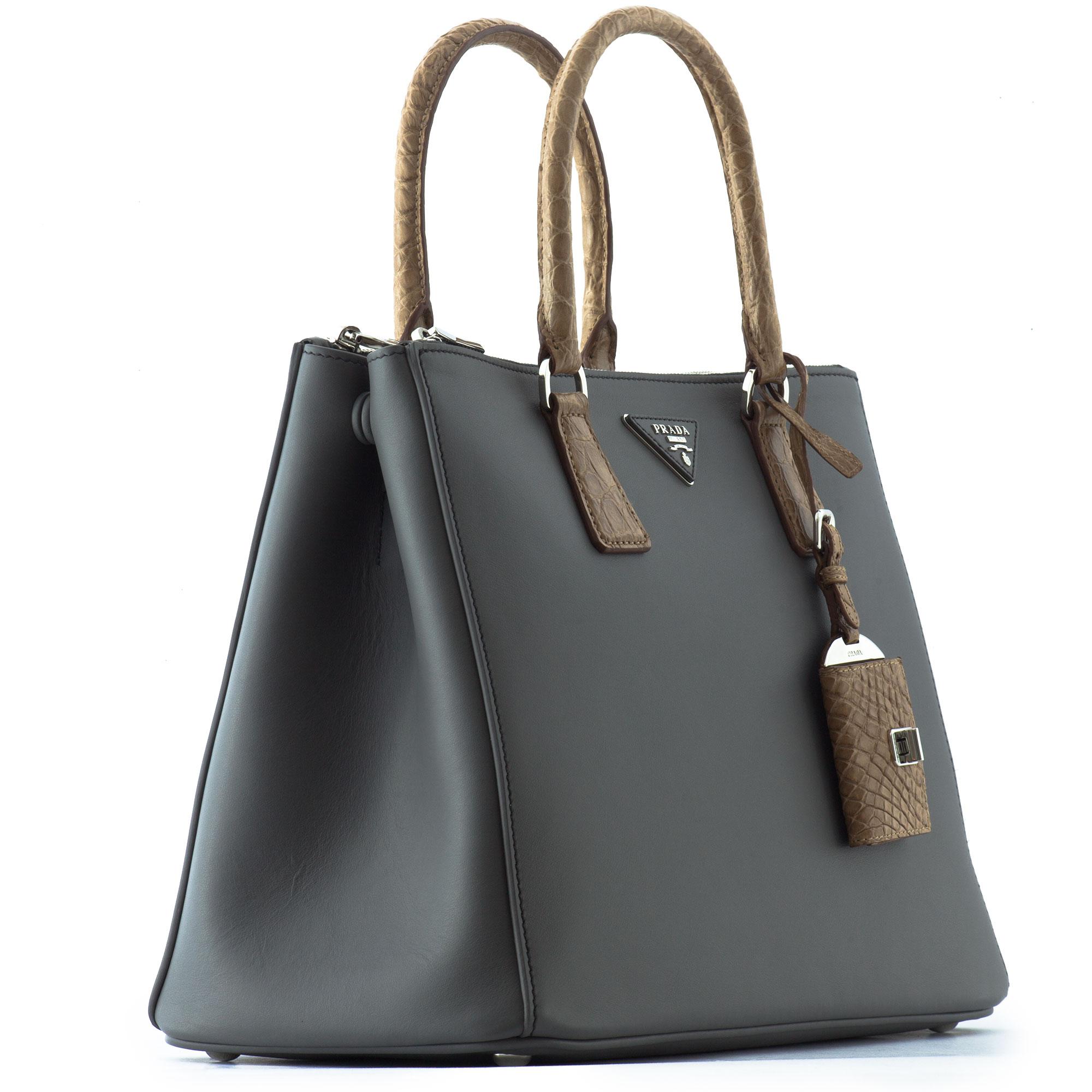 Prada Leather Handbag in Gray | Lyst