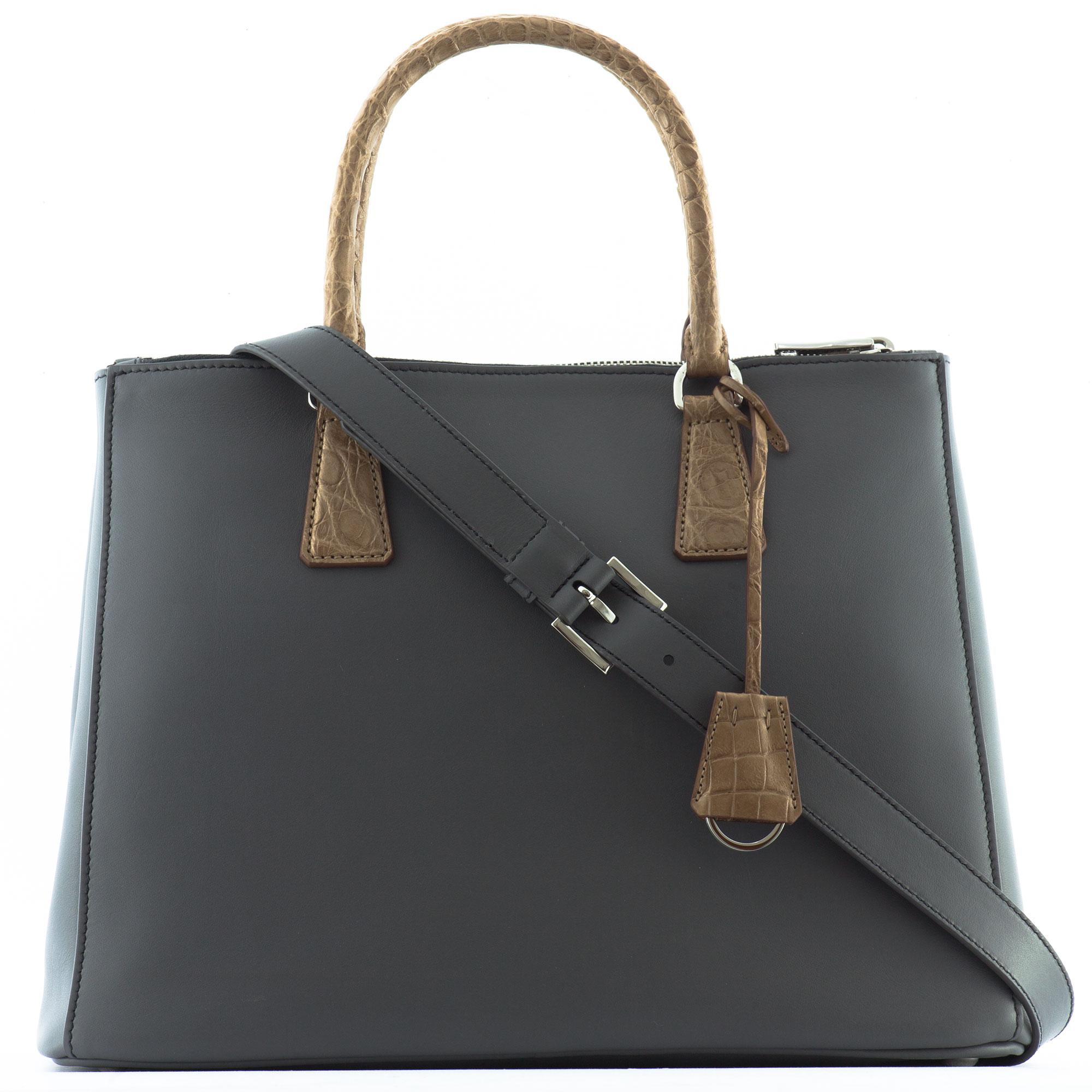 Lyst - Prada Leather Handbag in Gray