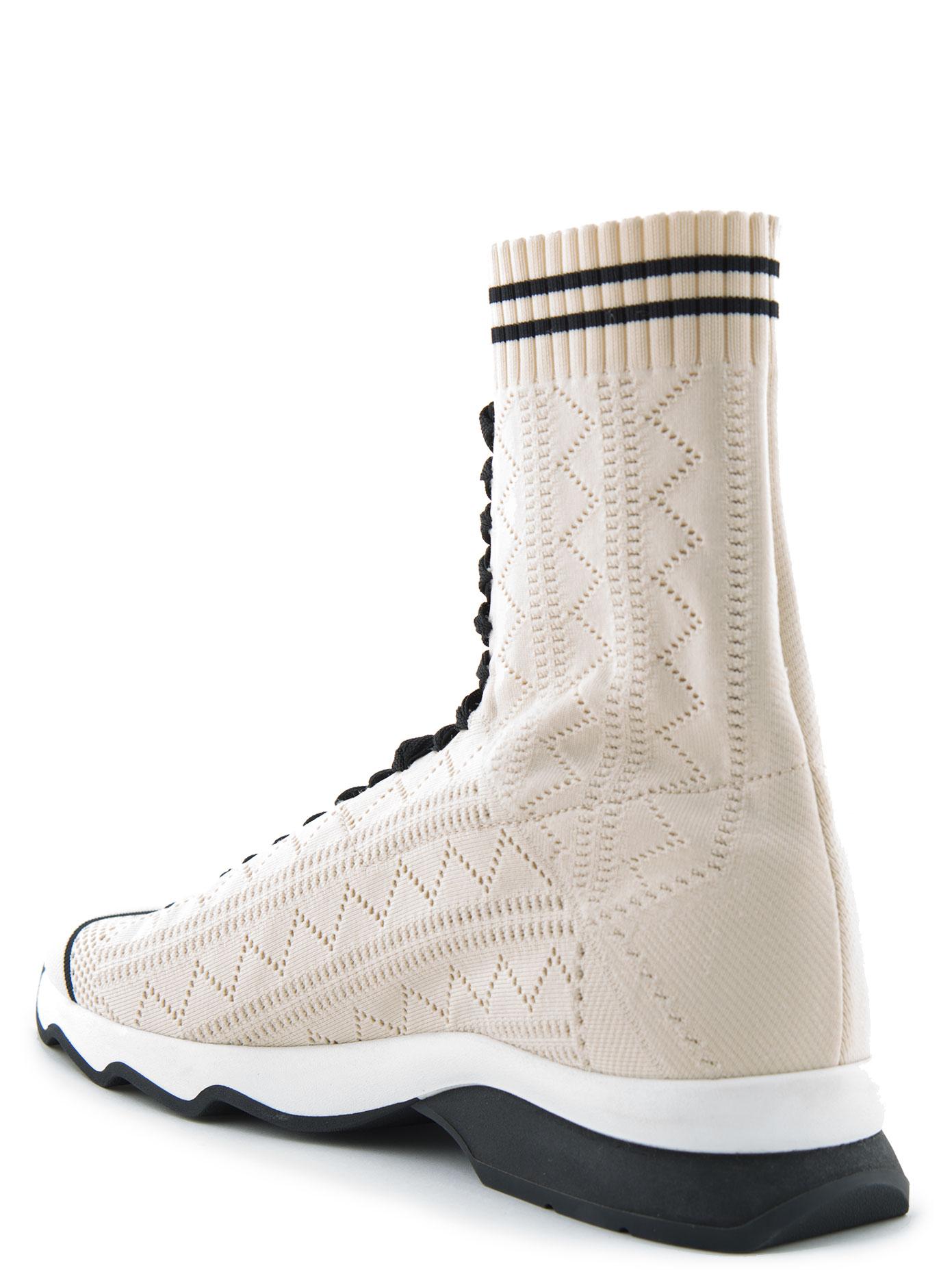 Lyst - Fendi Knitted Sock Sneakers in Natural for Men