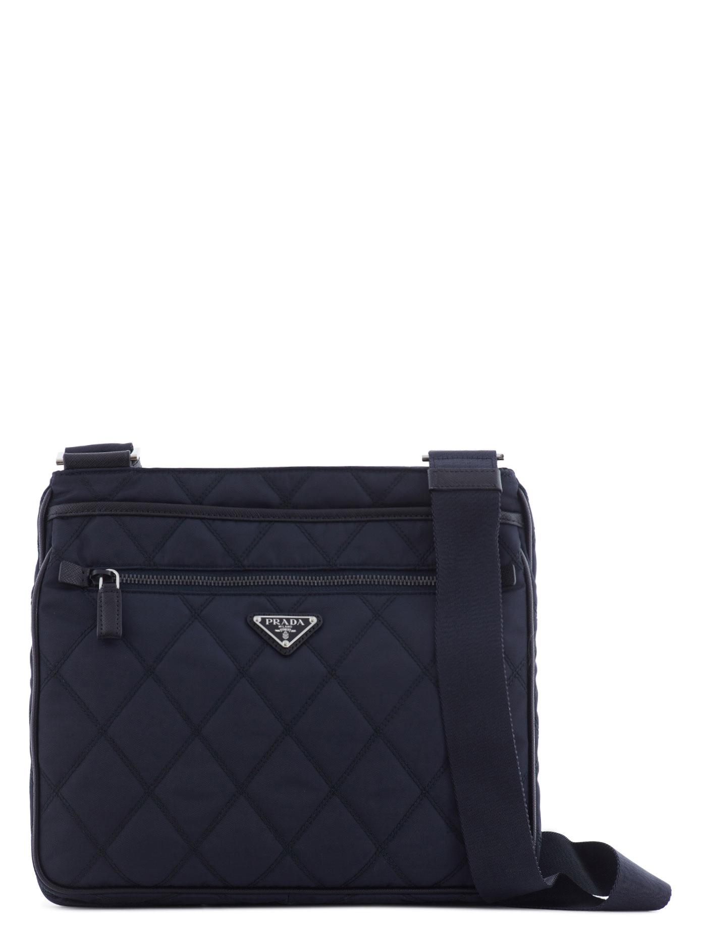 Lyst Prada Quilted Nylon Messenger Bag in Blue for Men