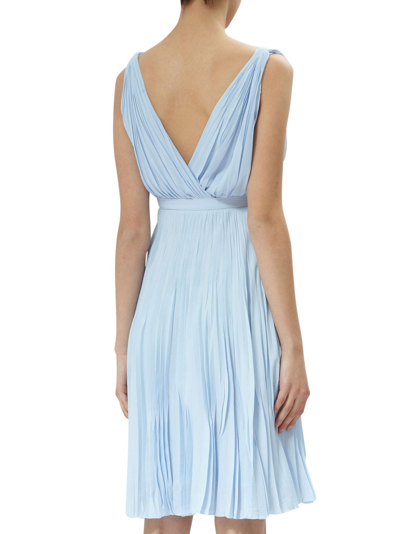 Lyst Prada Pleated Empire Waist Dress in Blue