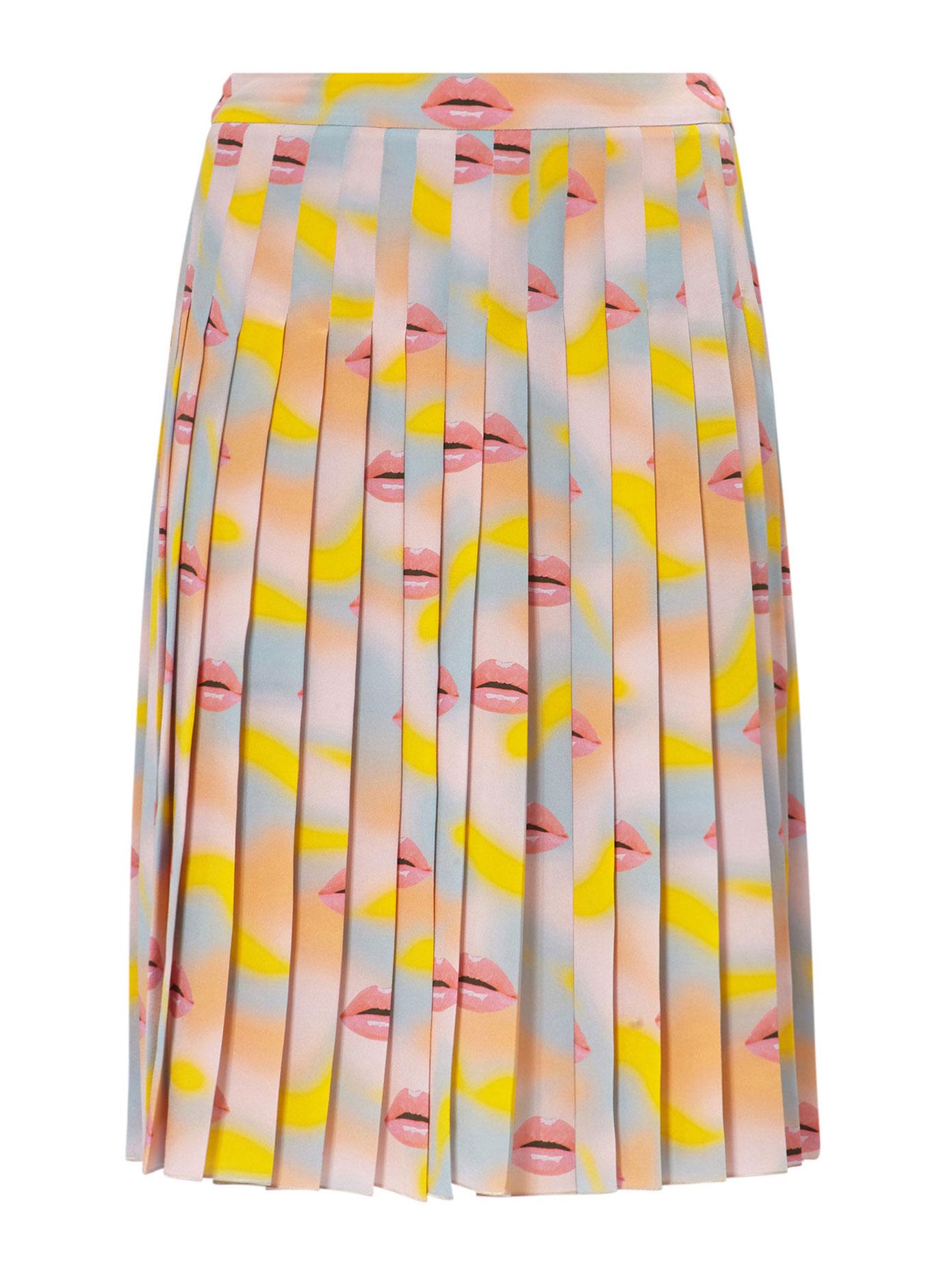 Lyst - Prada Lip Print Pleated Silk Skirt