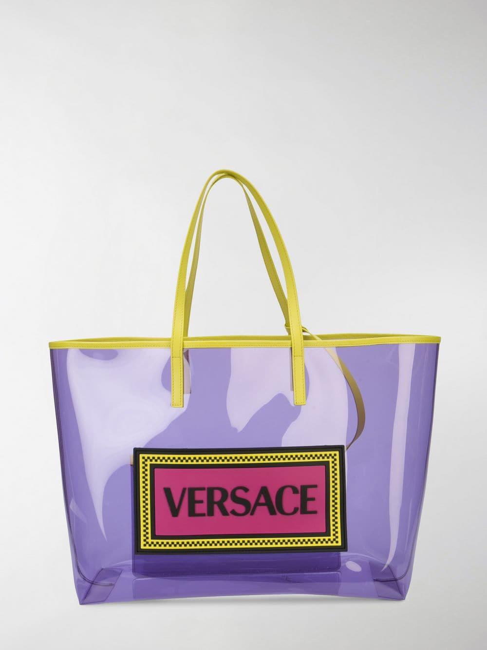 Versace Pvc Logo Shopper Tote in Purple - Lyst