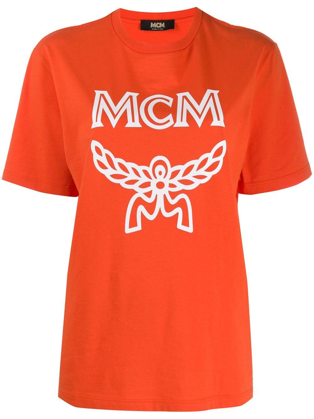 MCM Logo Print T-shirt in Orange - Lyst