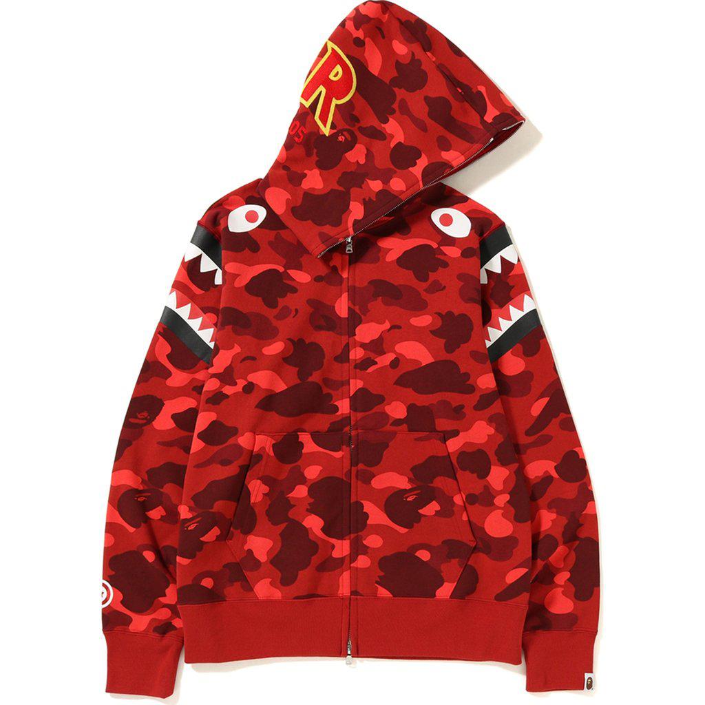 A Bathing Ape Color Camo Double Shark Full Zip Hoodie Red in Red for ...