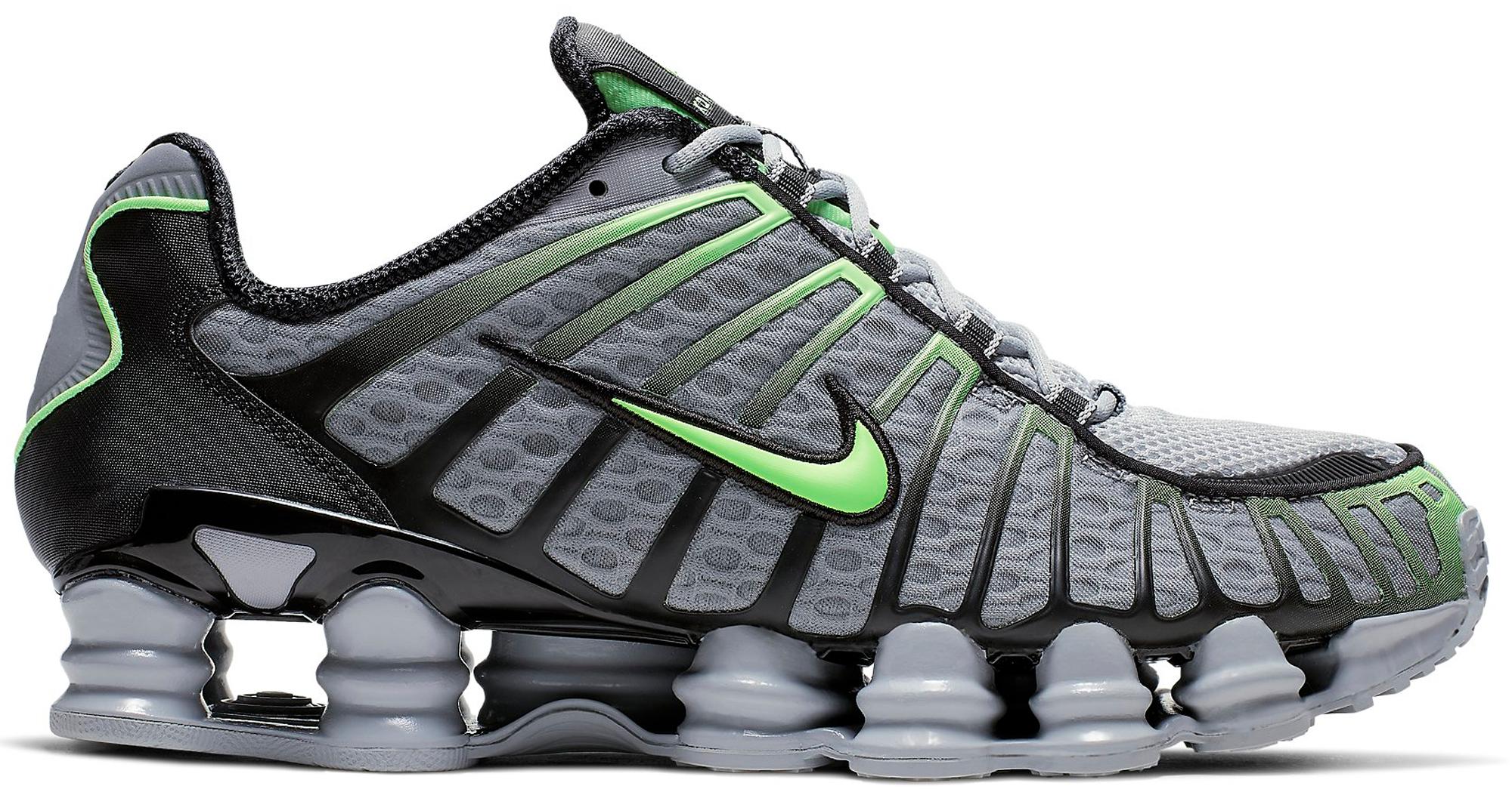 nike shox tl grey and green