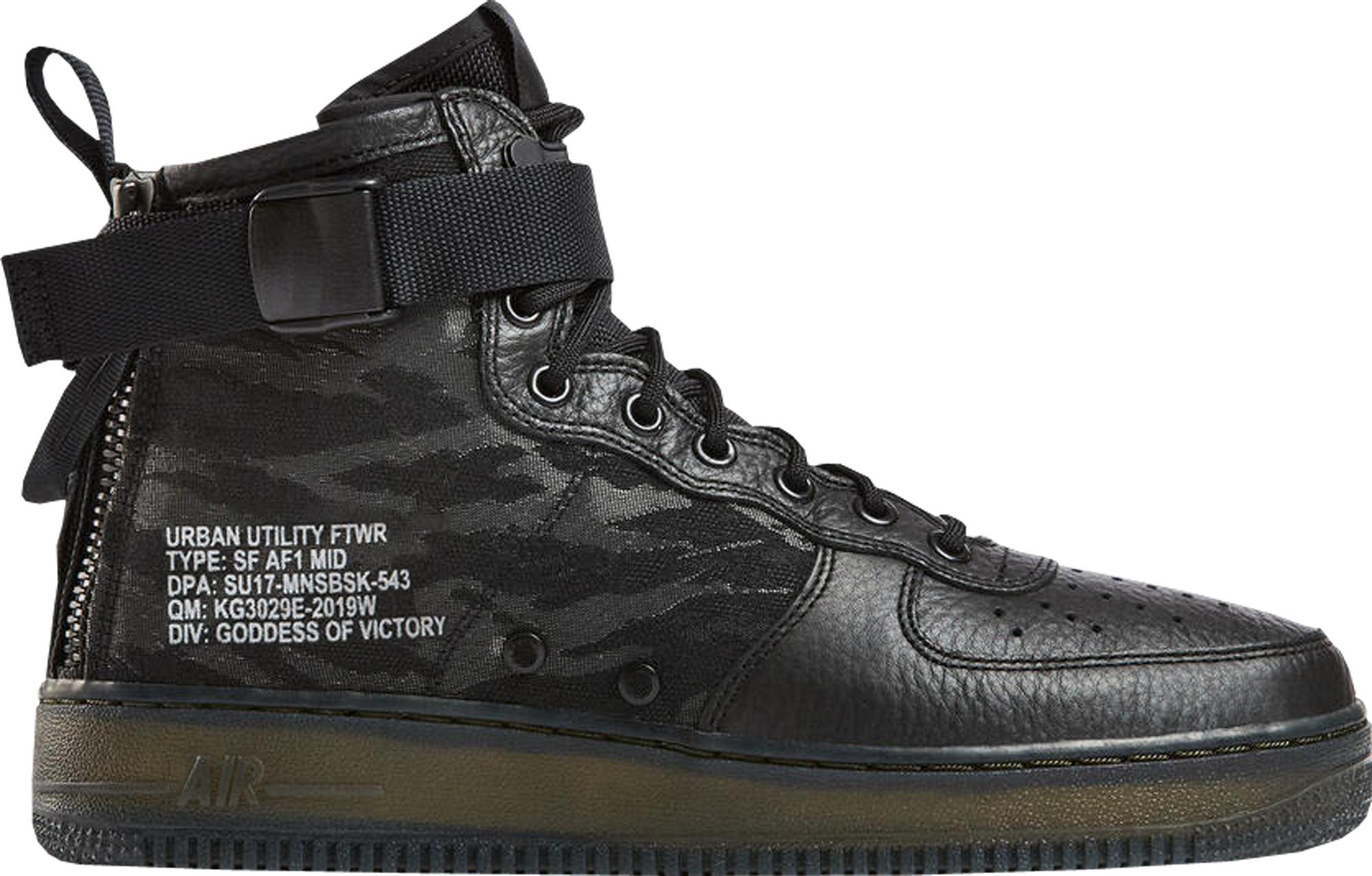 Cheap Nike SF Air Force 1 Mid Black Cargo Khaki On Sale