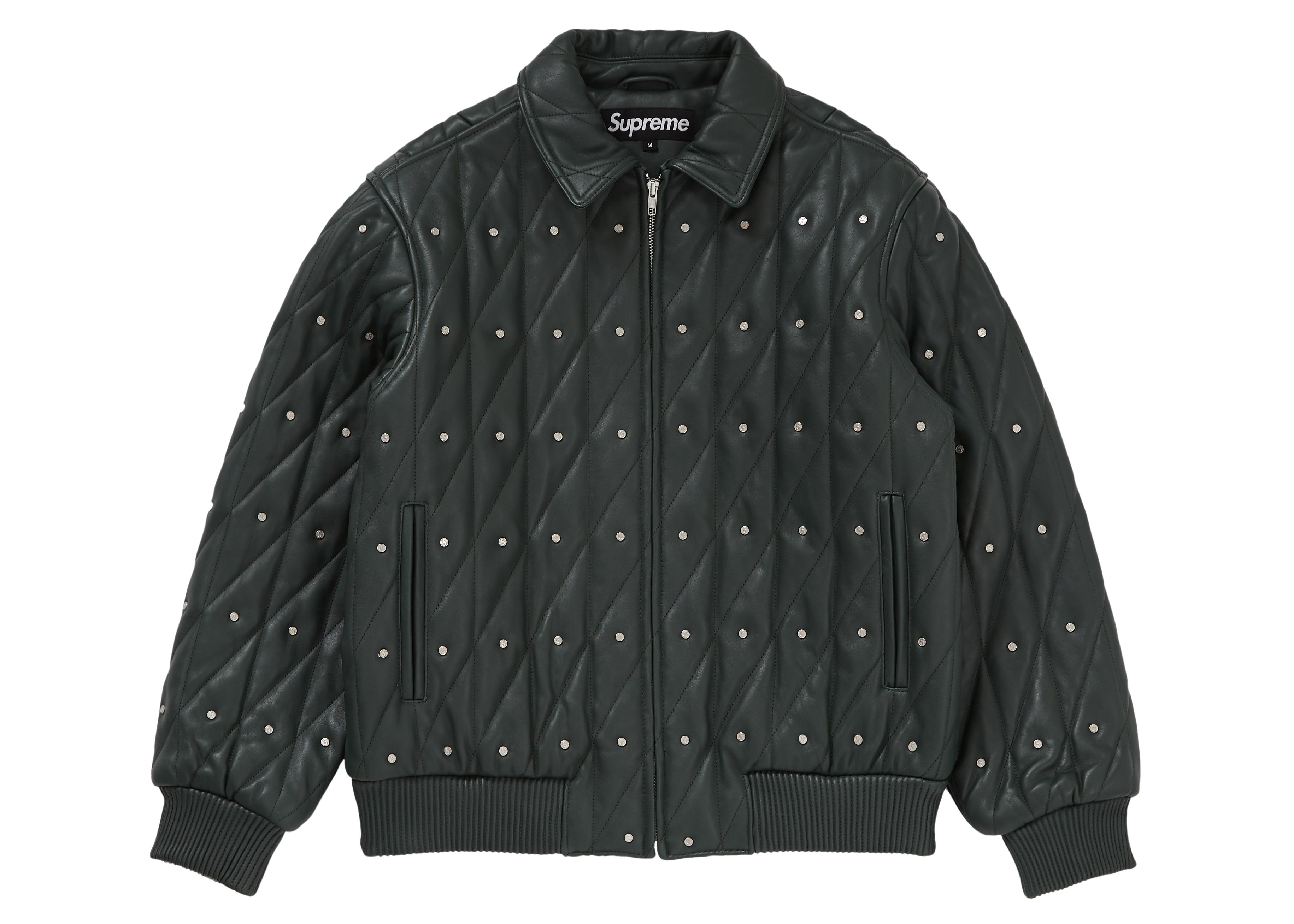 Lyst - Supreme Quilted Studded Leather Jacket Dark Green in Green for Men