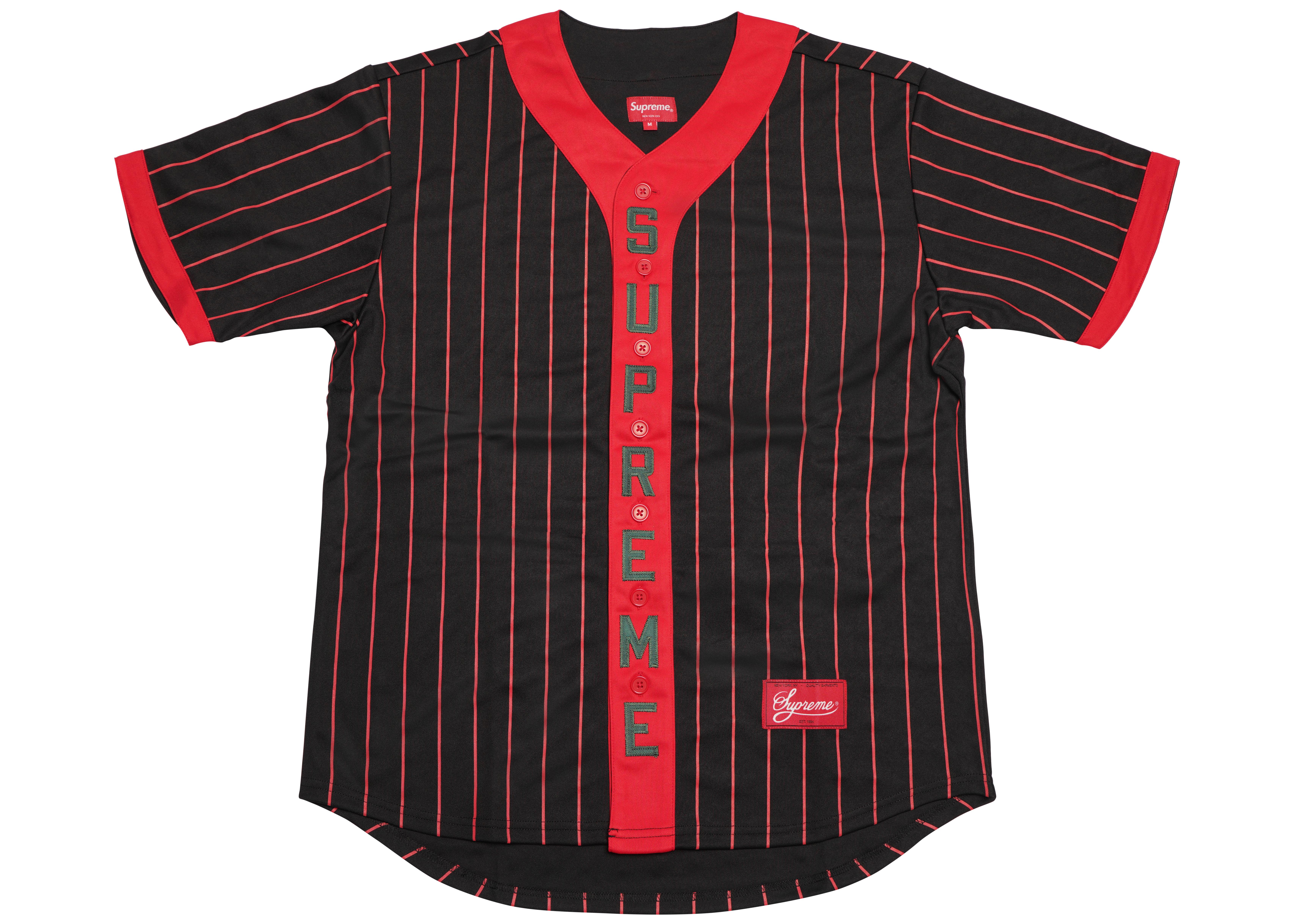 Lyst - Supreme Vertical Logo Baseball Jersey Black/red in Black for Men